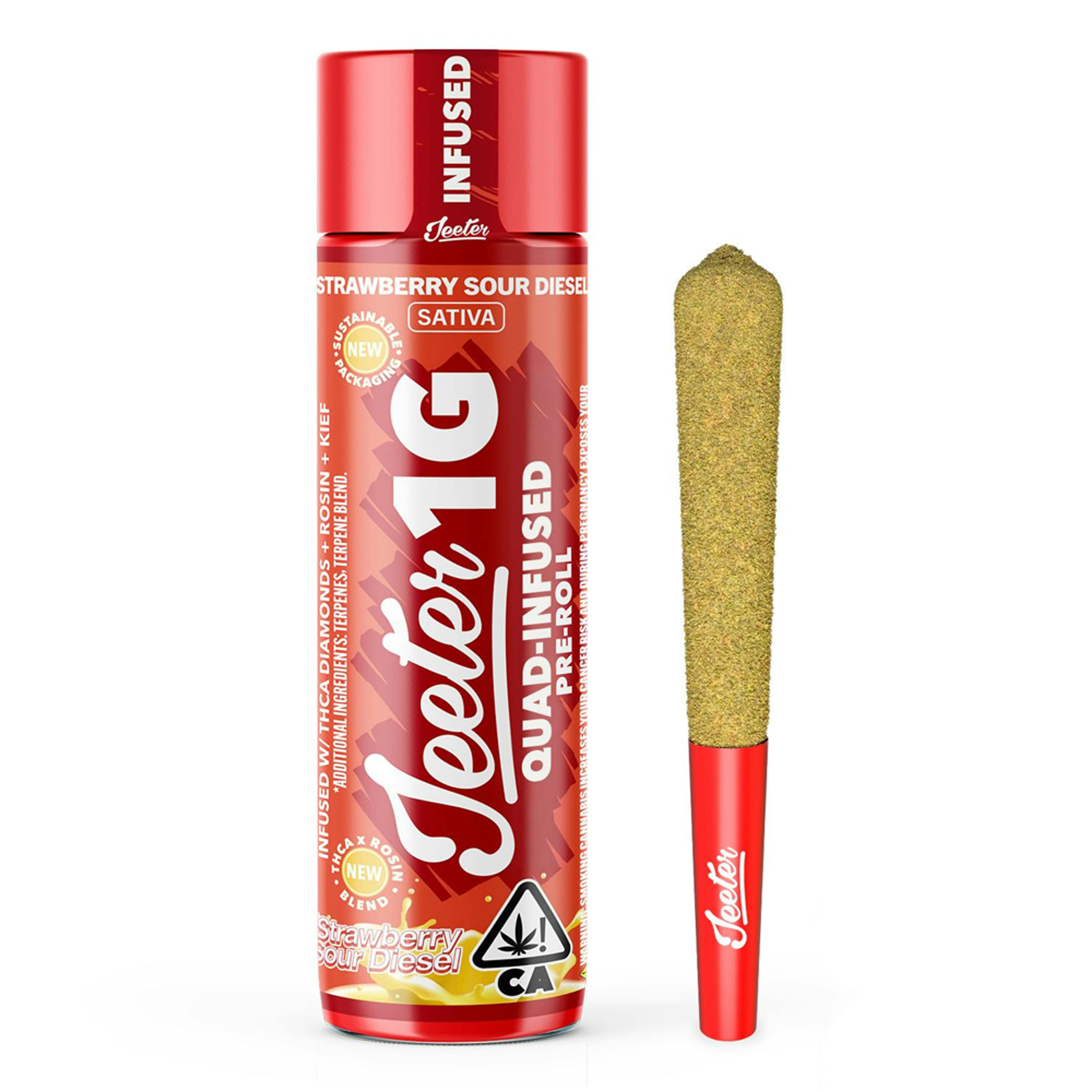 Strawberry Sour Diesel (S) - 1g Infused Preroll *B2G1 EVERYDAY* - Jeeter - Strawberry Sour Diesel (S) - $14.99 - Pre-Rolls
