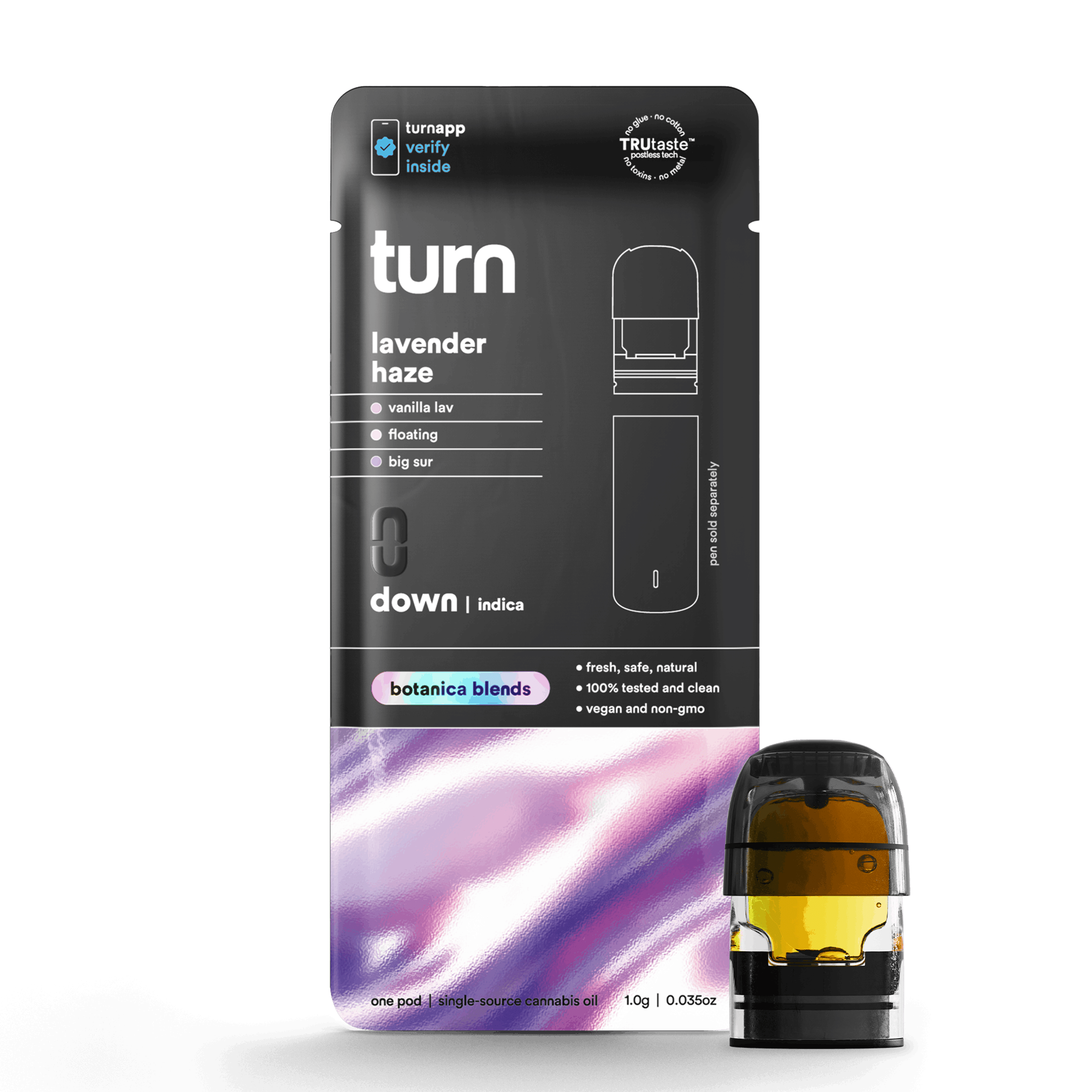 Turn Down Botanica Blends POD | 1g - Lavender Haze - Sativa - Turn - - $26 - Vape Carts
