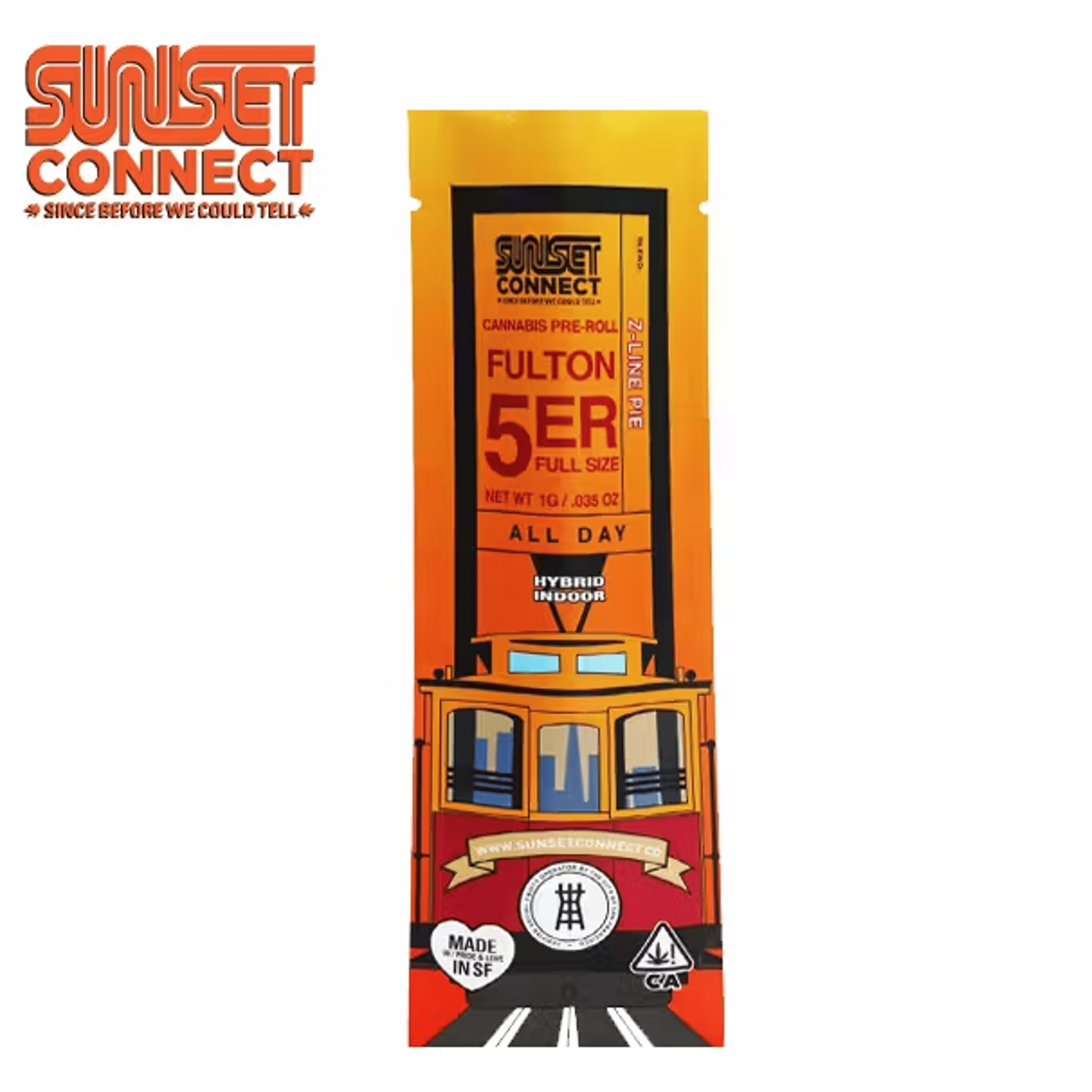 Sunset Connect (Fulton 5'er) - Z-Line Pie - Pre-Roll - 1g - Sunset Connect - ZLP - Pre-Roll - 1g - $5.26 - Pre-Rolls