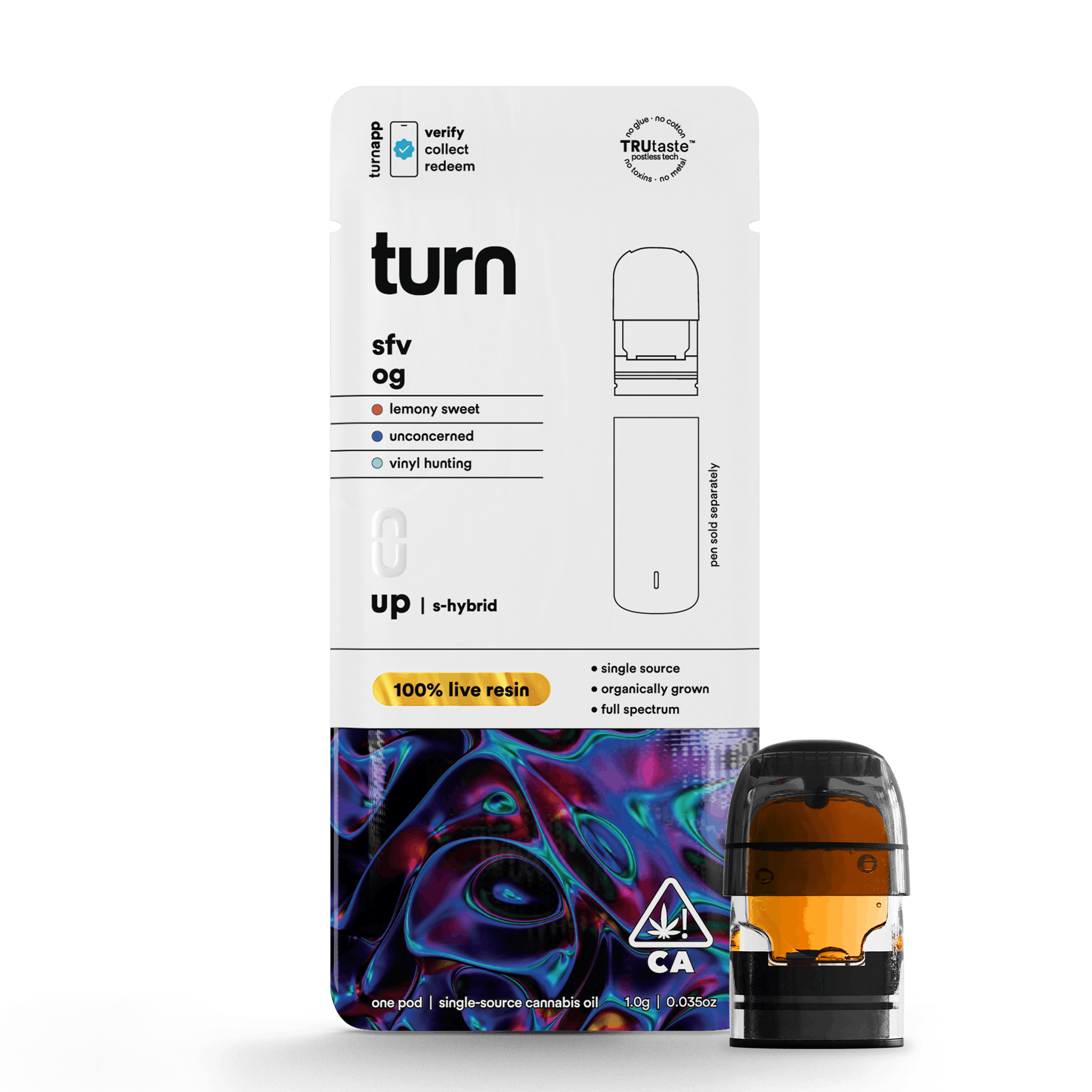 Turn Up Live Resin POD | 1g - SFV OG - Sativa Hybrid - Turn - - $36 - Vape Carts