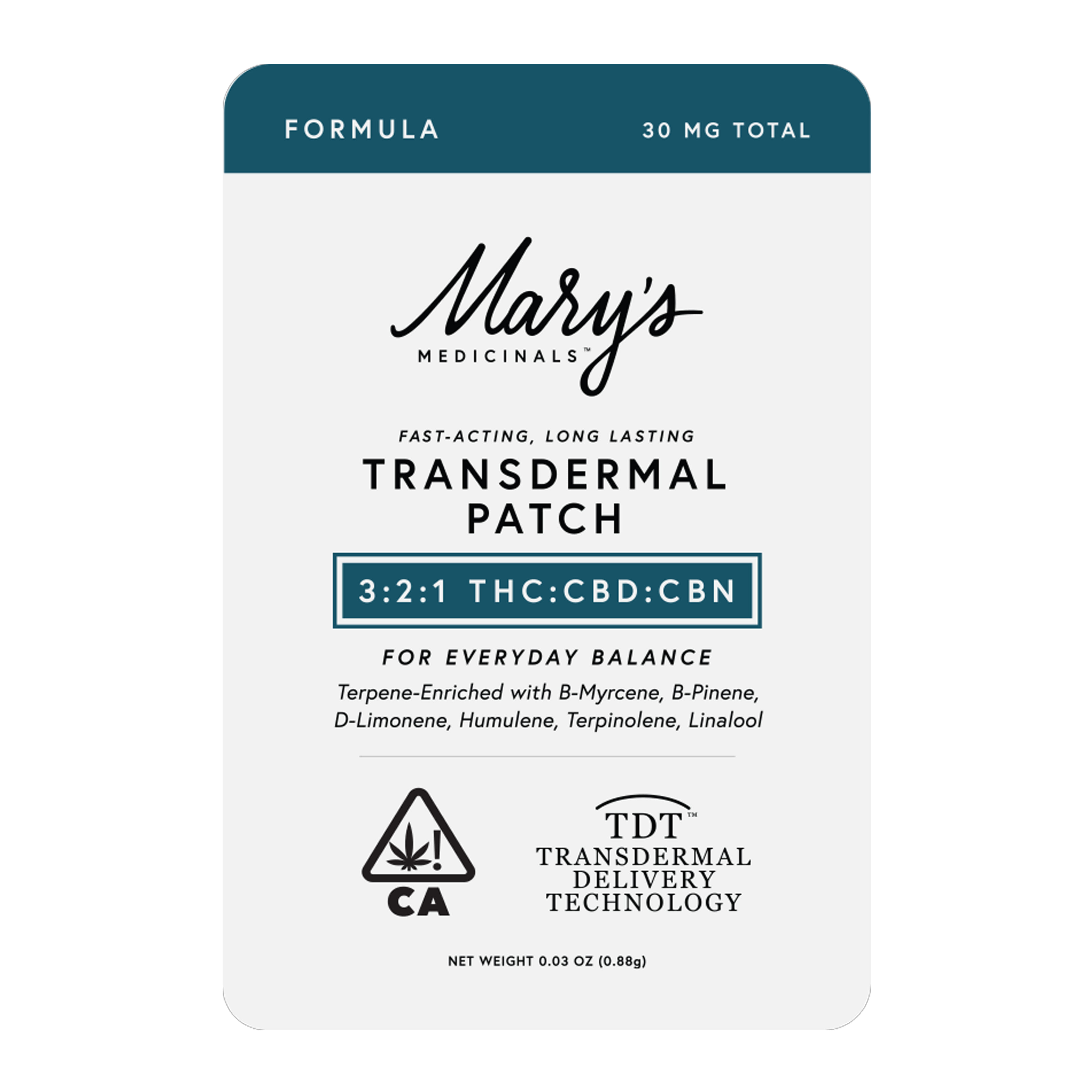 3:2:1 Formula Patch Single - Mary's Medicinal - - $9.85 - Topicals