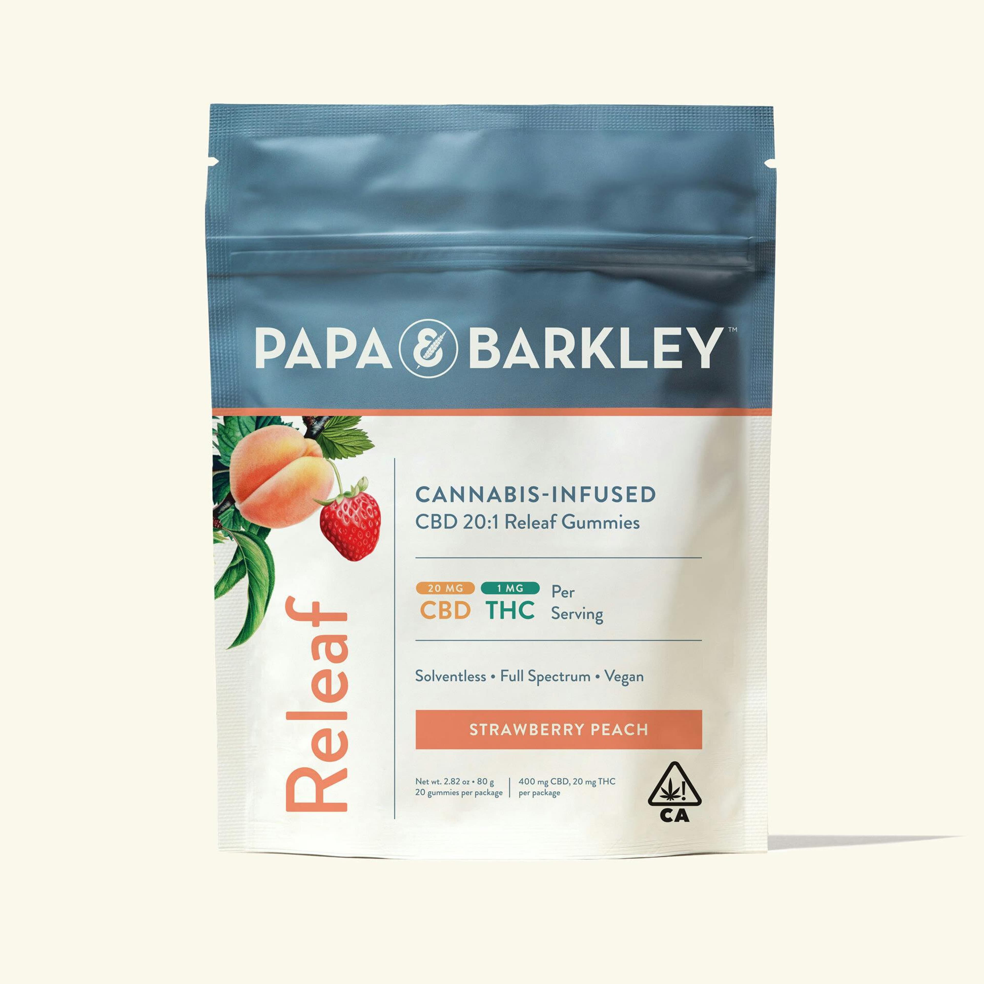 Strawberry Peach Releaf Gummies - Papa & Barkley - 20 Gummies - $14.99 - Edibles