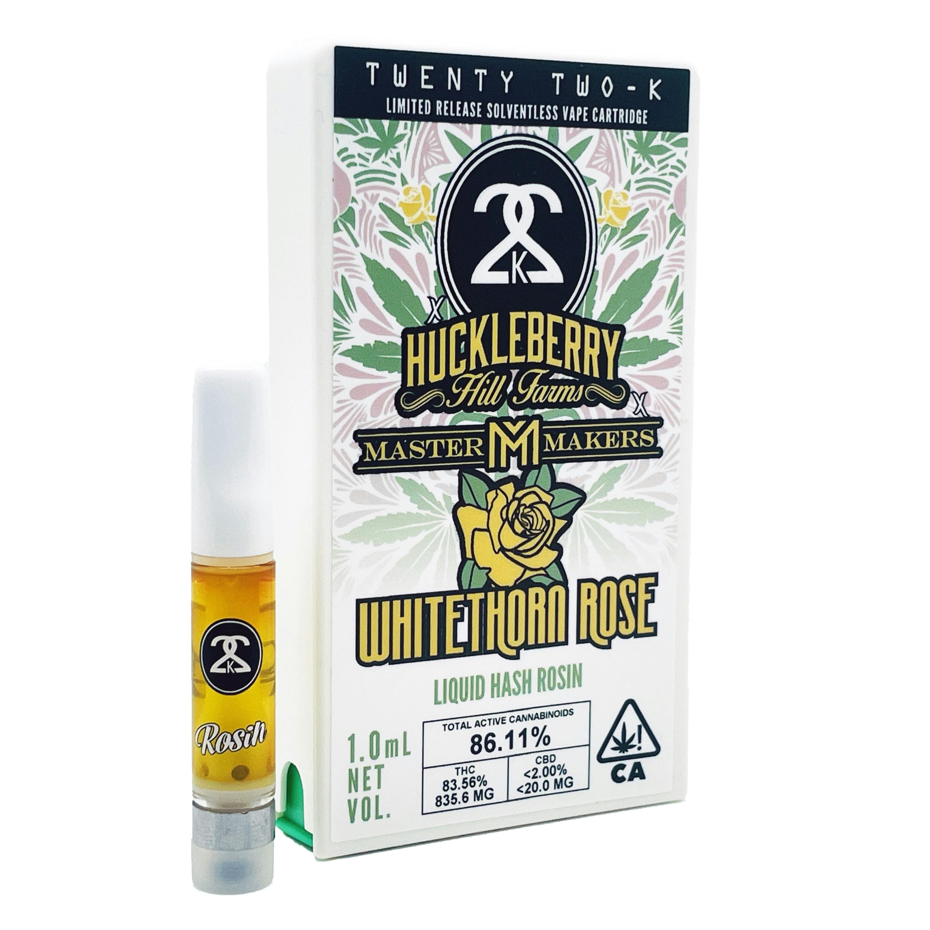 Liquid Hash Rosin: Whitethorn Rose (Huckleberry Hill Farms) Limited Release Solventless Vape Cartridge - 1g - Twenty Two K / 22k -  - $60 - Cartridges / Pens