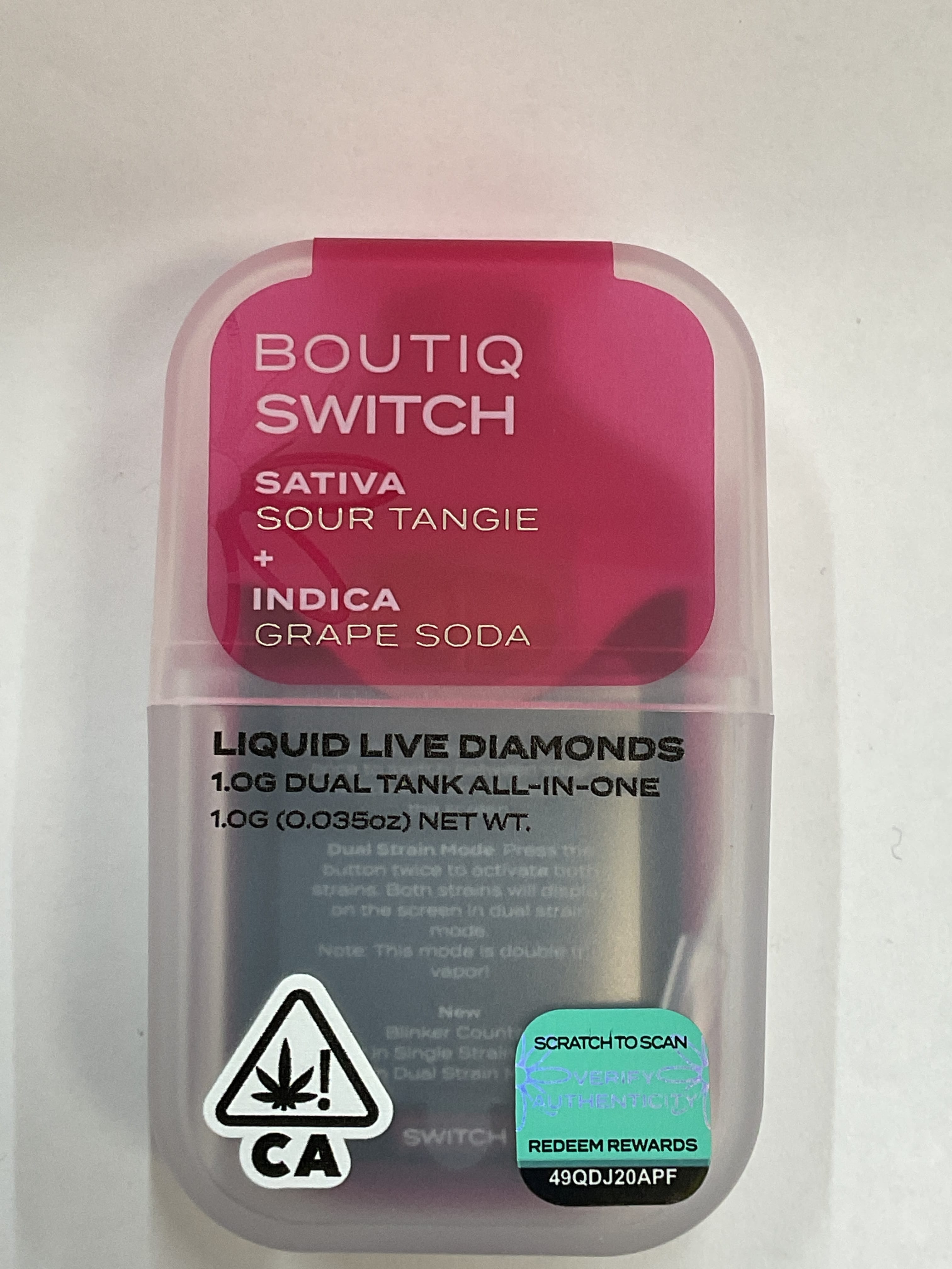 BOUTIQ SWITCH sour tangie x grape soda 1 Gram - BOUTIQ SWITCH sour tangie x grape soda 1 Gram - $32 - Disposable