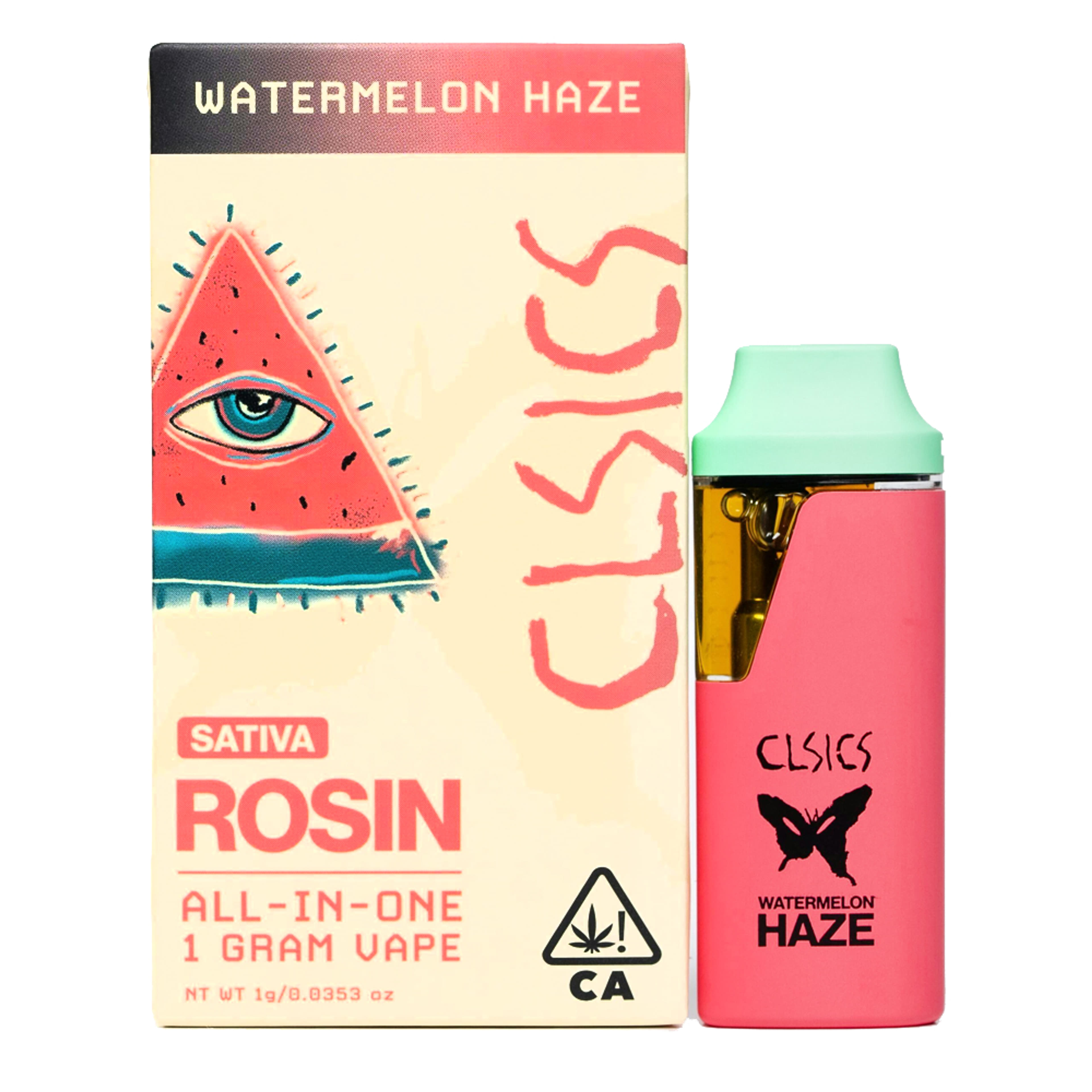Watermelon Haze (S) Live Rosin AIO 1g - CLSICS - Watermelon Haze (S) Live Rosin AIO 1g - $38 - Vape Cartridge