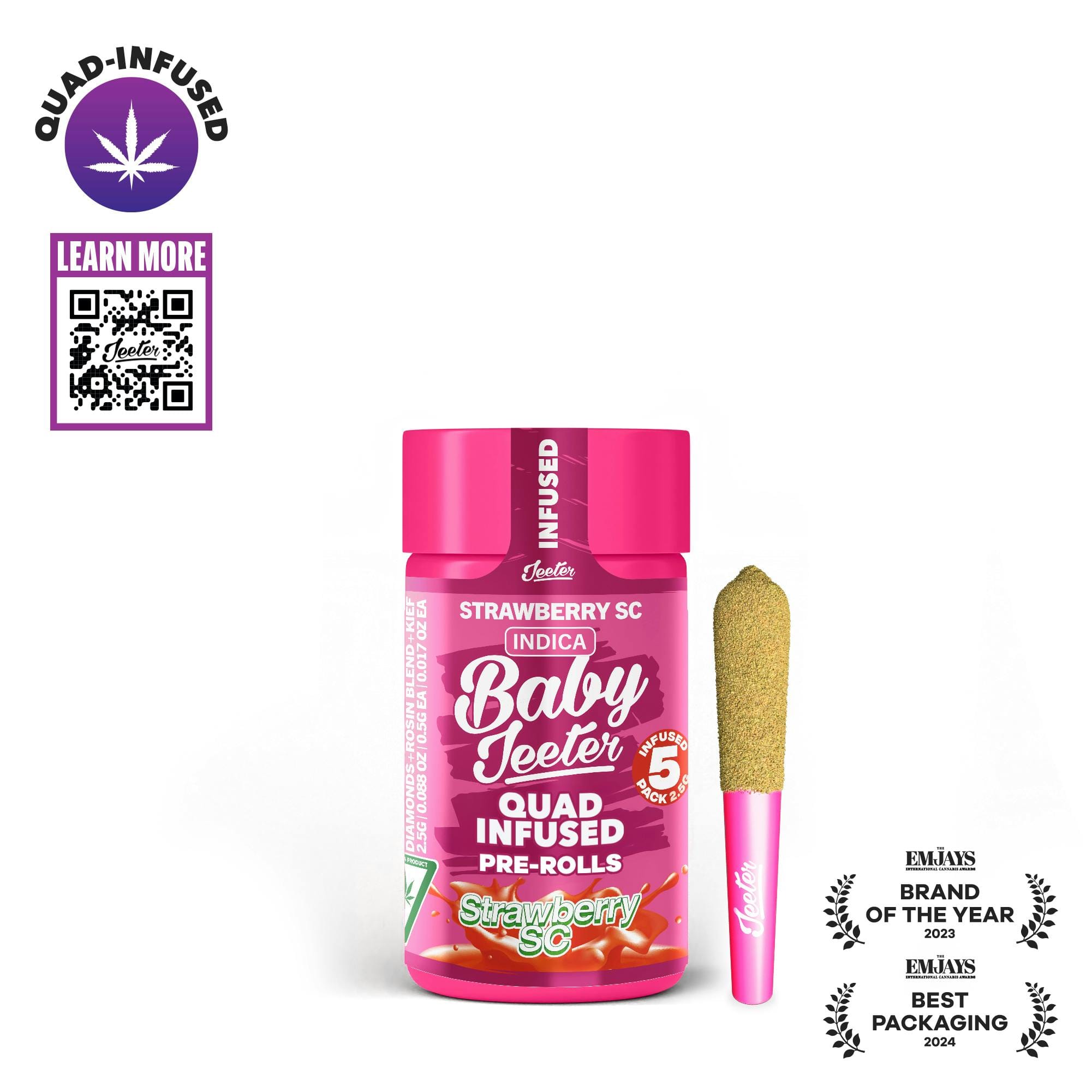 Baby Jeeter | Quad-Infused - Strawberry SC - Jeeter -  - $47 - Infused Pre-Rolls