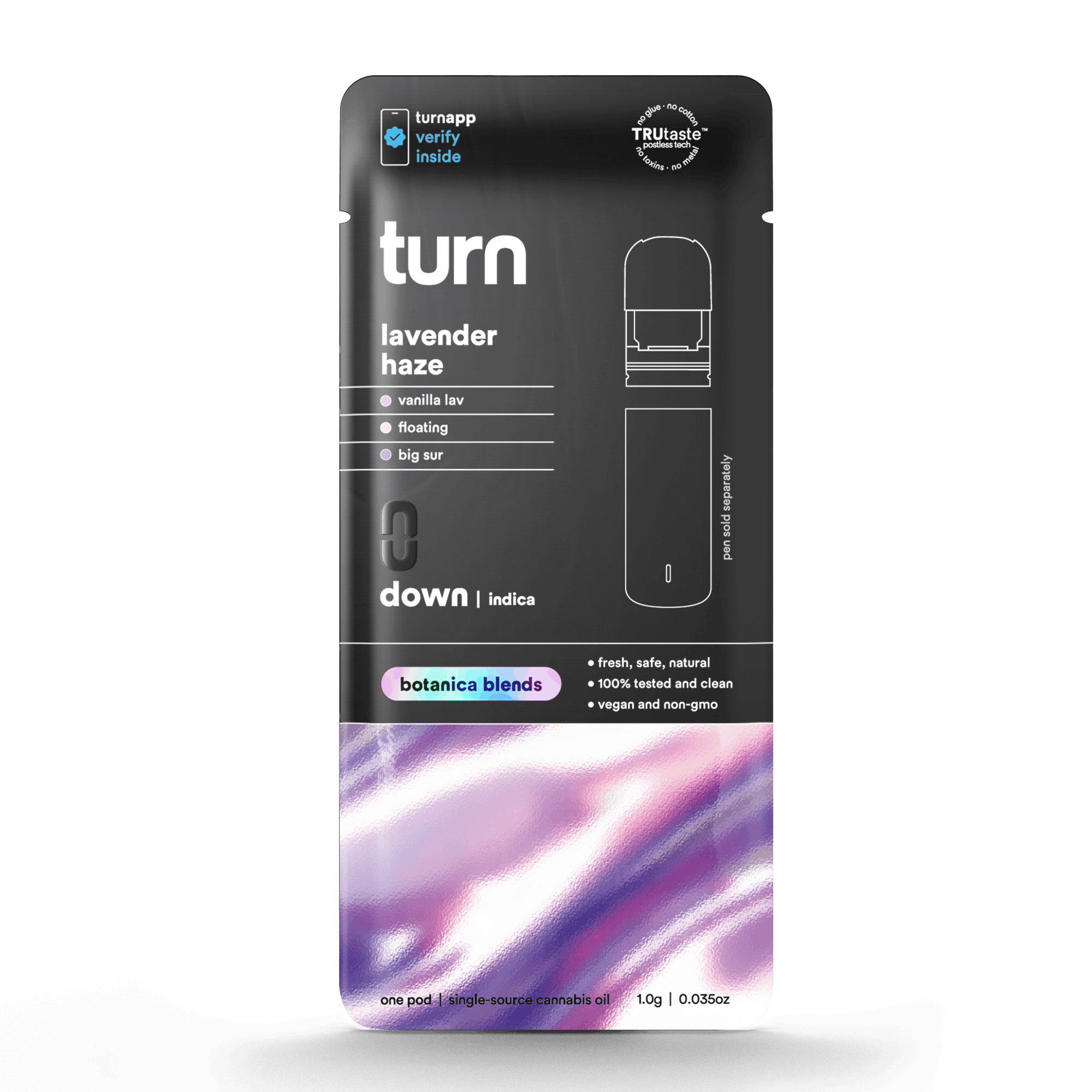 Turn Down Botanica Blends POD | 1g - Lavender Haze - Sativa - Turn -  - $26 - Vape Carts