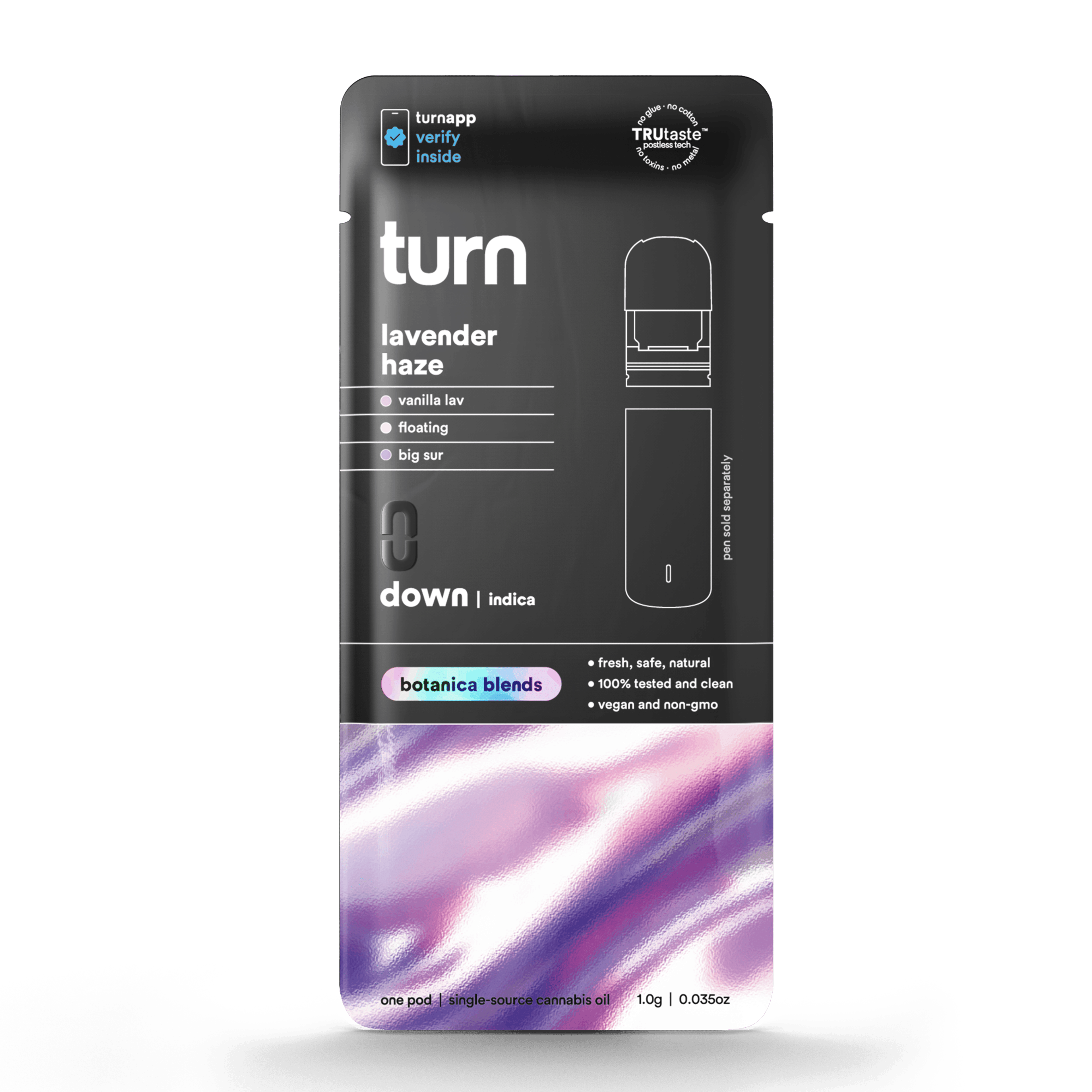 Turn Down Botanica Blends POD | 1g - Lavender Haze - Sativa - Turn - - $26 - Vape Carts