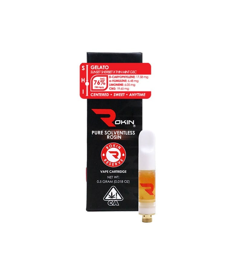 Rokin: Reserve Rosin - Gelato - Cartridge 0.5g - Rokin Cannabis -  - $30 - Standard Cartridges