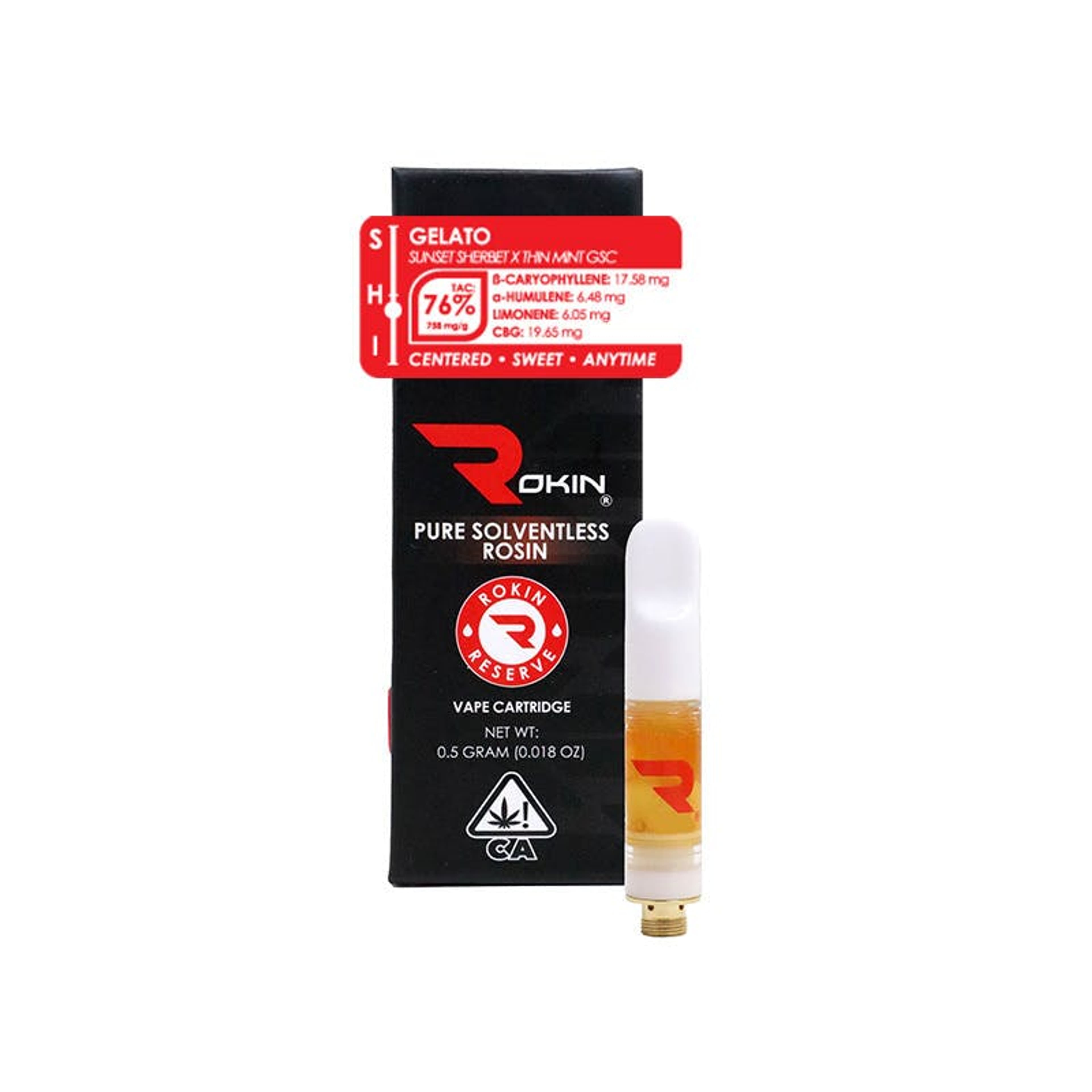 Rokin: Reserve Rosin - Gelato - Cartridge 0.5g - Rokin Cannabis - - $30 - Standard Cartridges