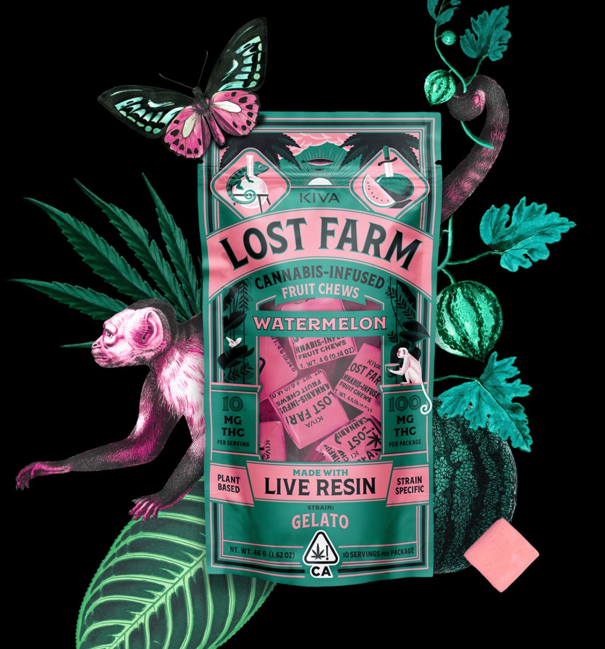 Watermelon 100mg Chews - Lost Farm - null - $22 - Edible