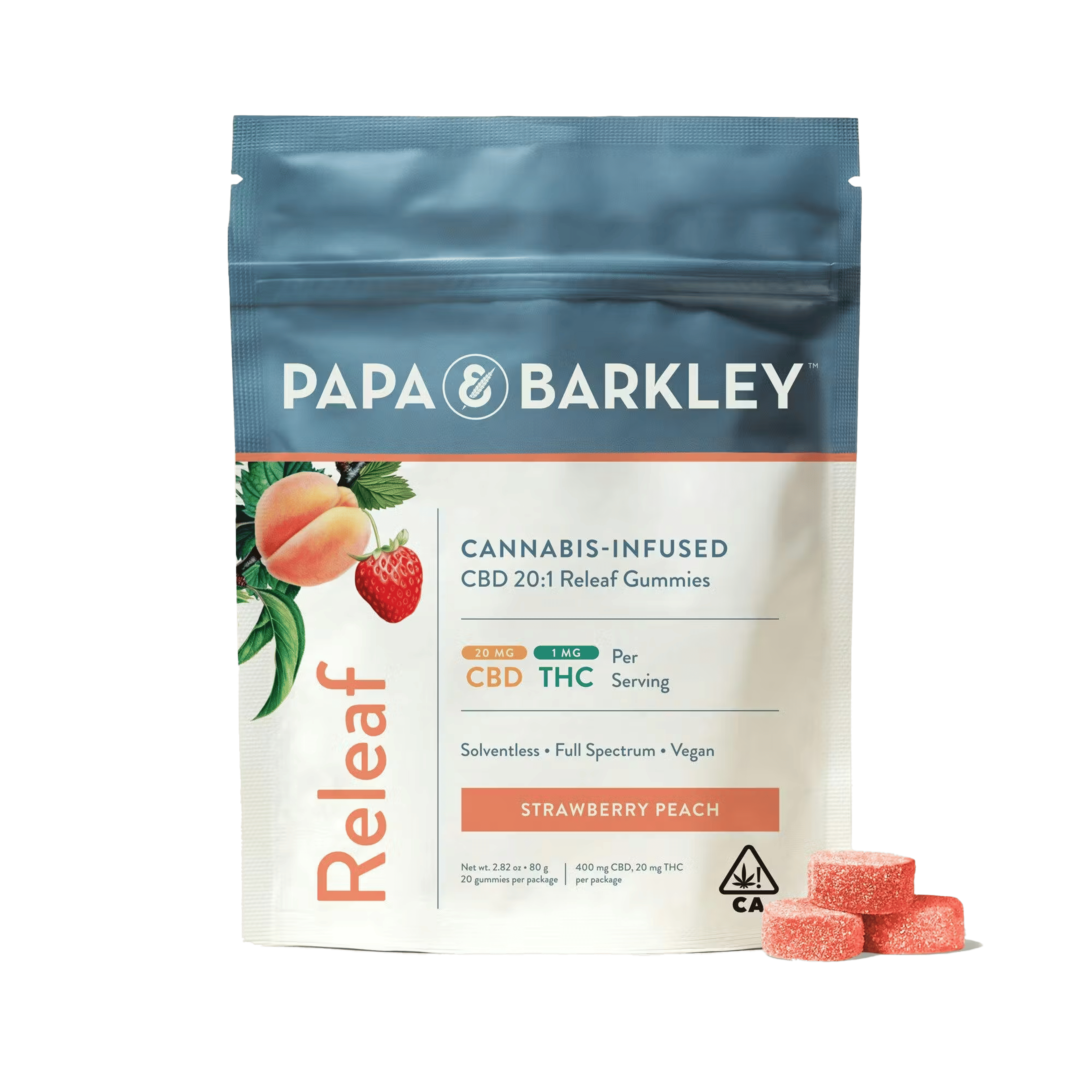 Strawberry Peach Releaf Gummies - Papa & Barkley - 20 Gummies - $14.99 - Edibles