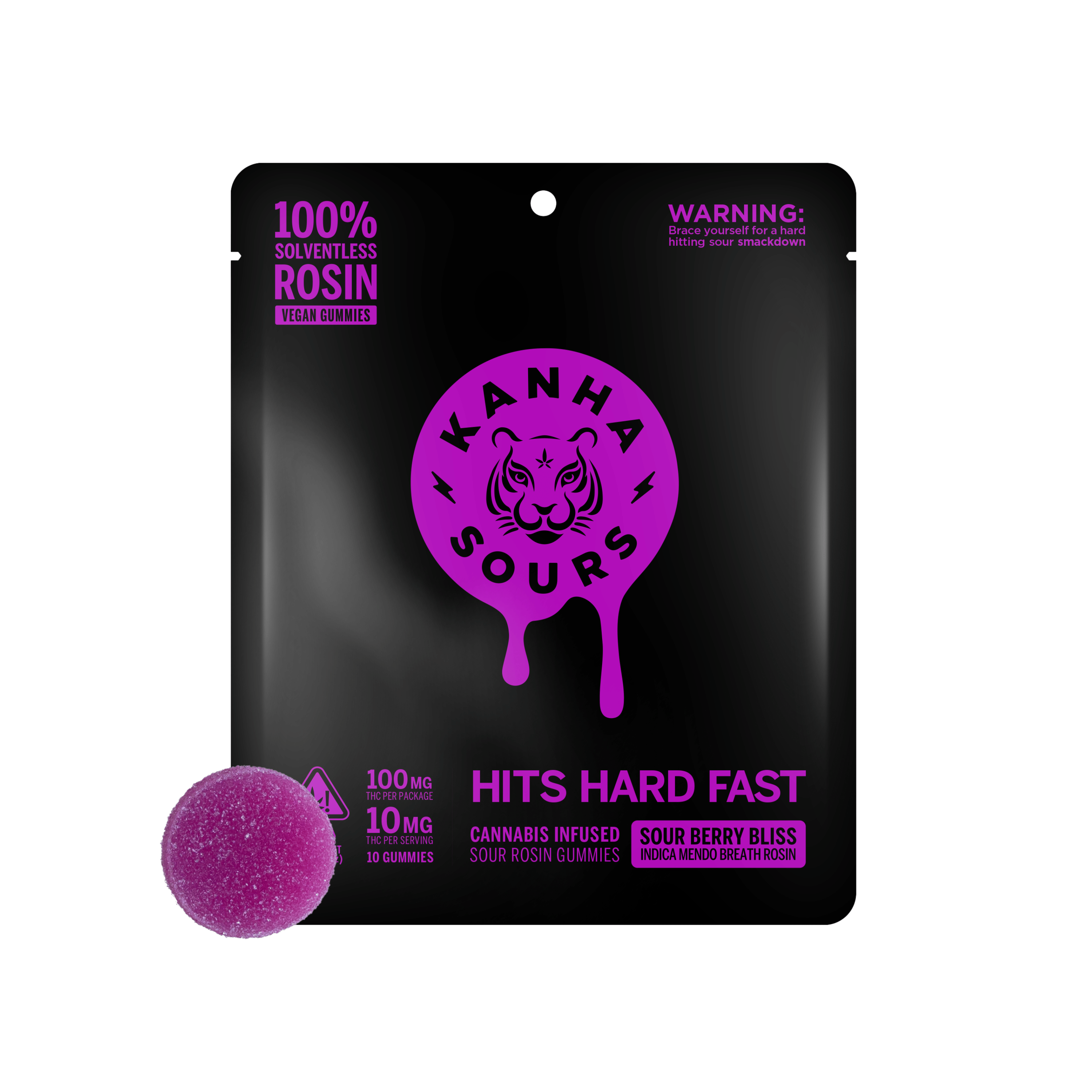Sour Berry Bliss | Rosin Sours | Indica | 100mg THC | 10-pack - Kanha Gummies - - $20 - Edibles