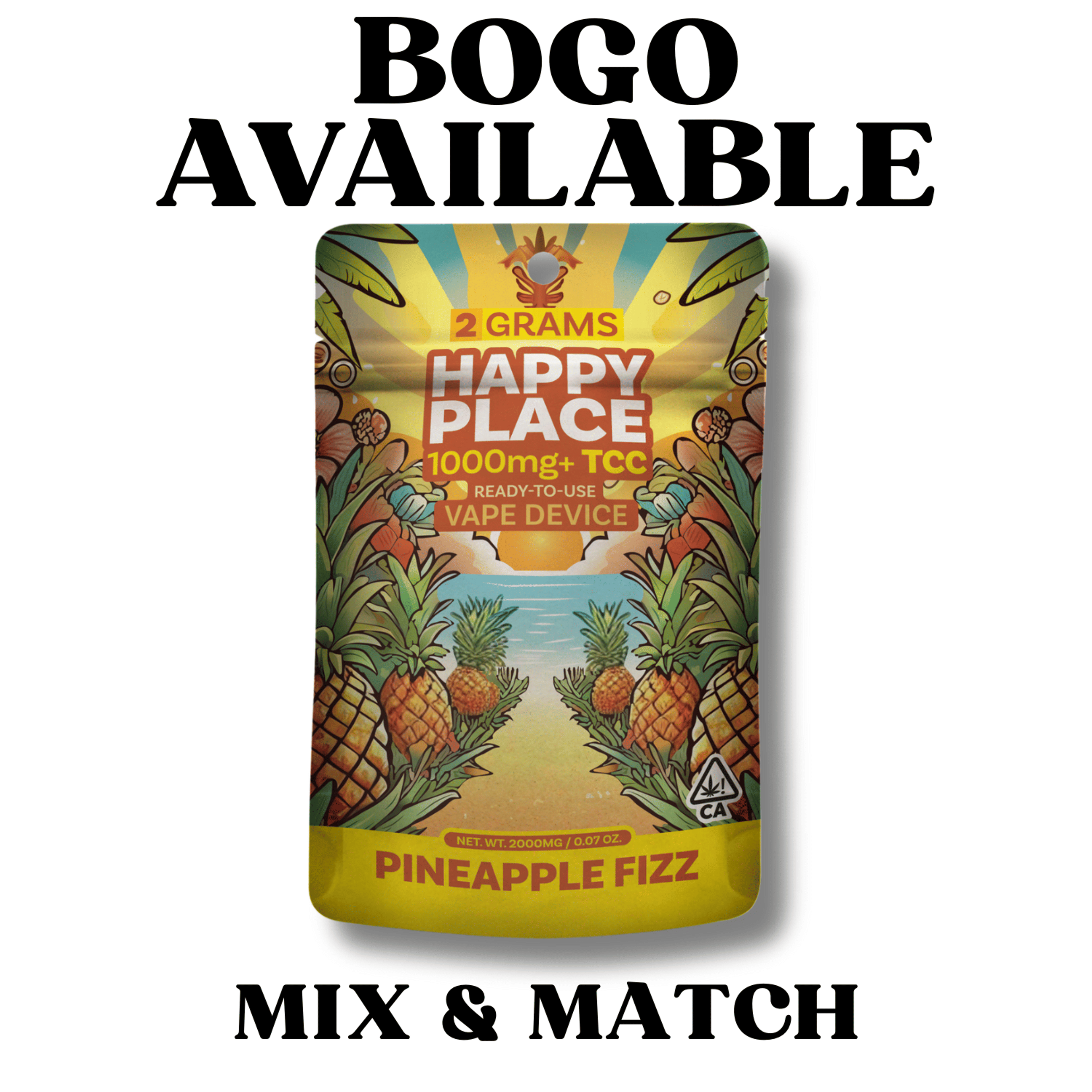 Pineapple Fizz 2g AIO - Happy Place - - $39.99 - Vapes