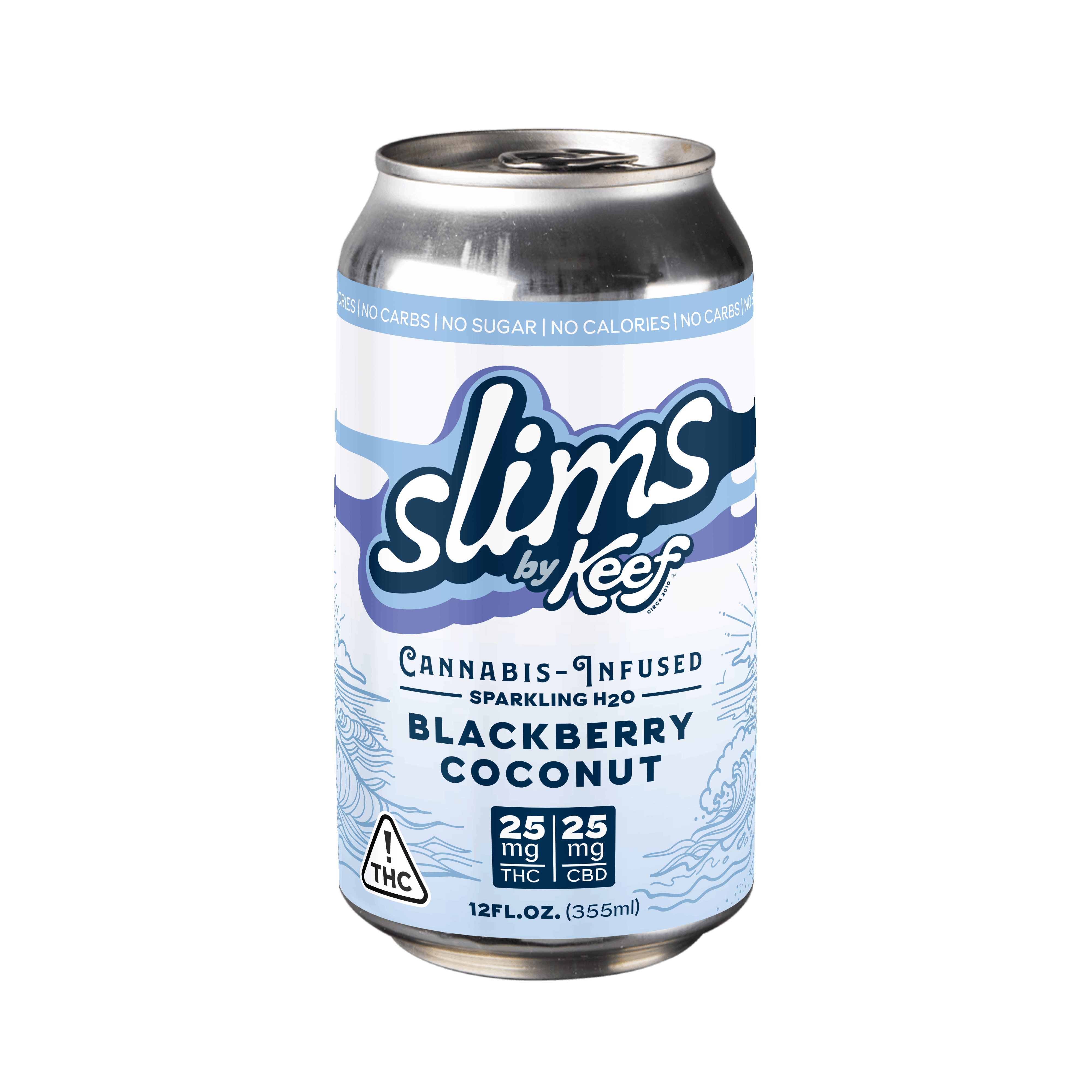 Keef Slims: Blackberry Coconut Sparkling H2O 25mg THC: 25mg CBD - 12oz - Keef Brands -  - $10 - Beverages/Drinks