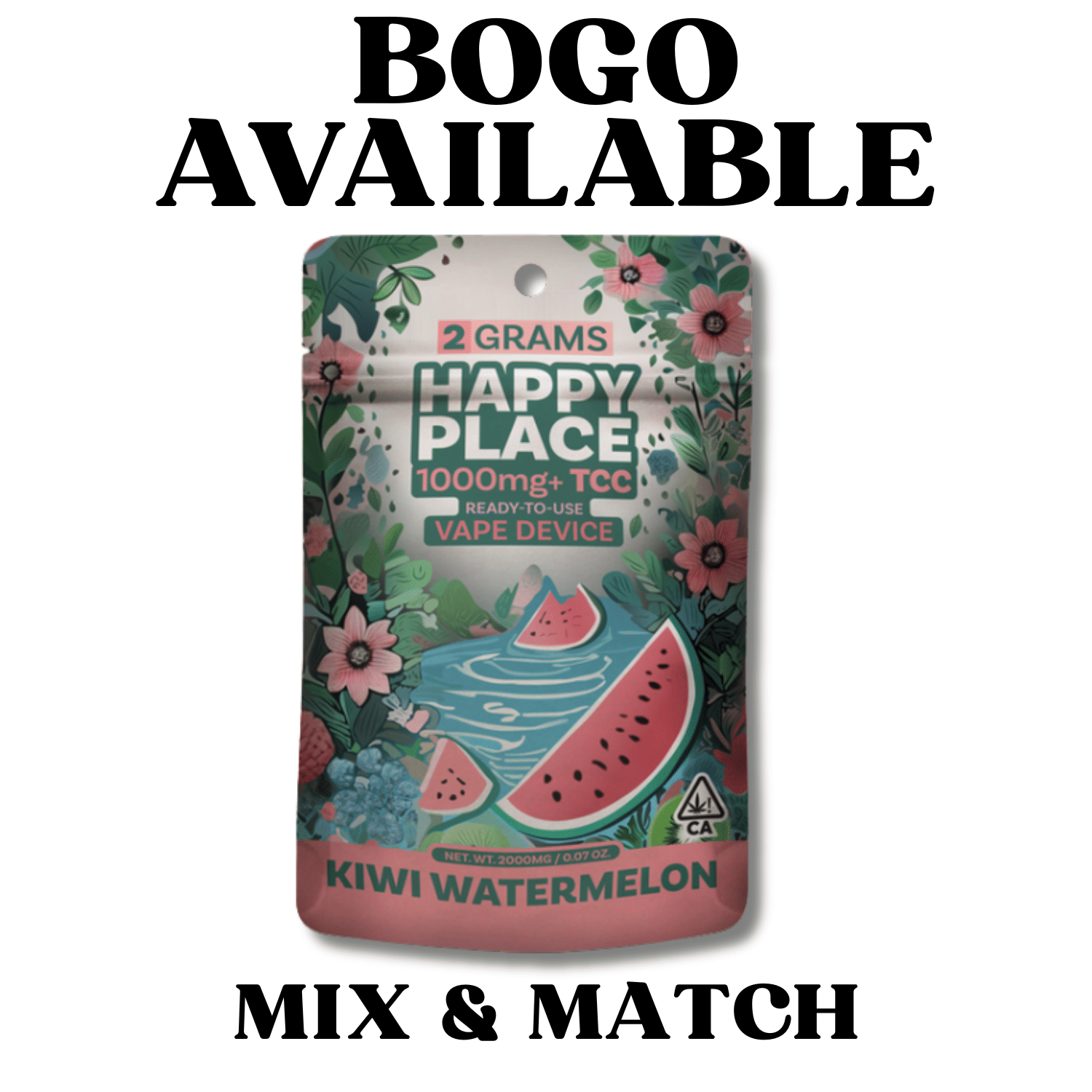 Kiwi Watermelon 2g AIO - Happy Place -  - $39.99 - Vapes