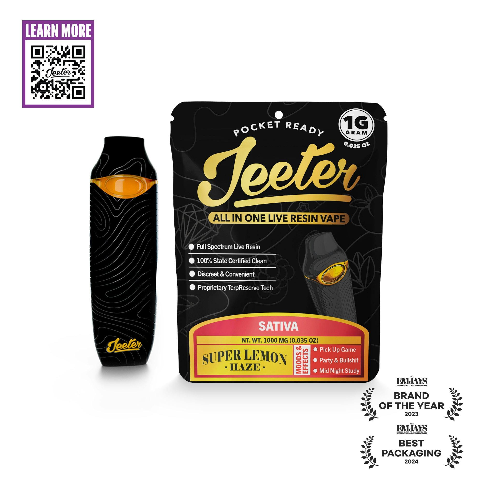 Super Lemon Haze All In One Live Resin Vape - - Jeeter -  - $28.81 - Vapes