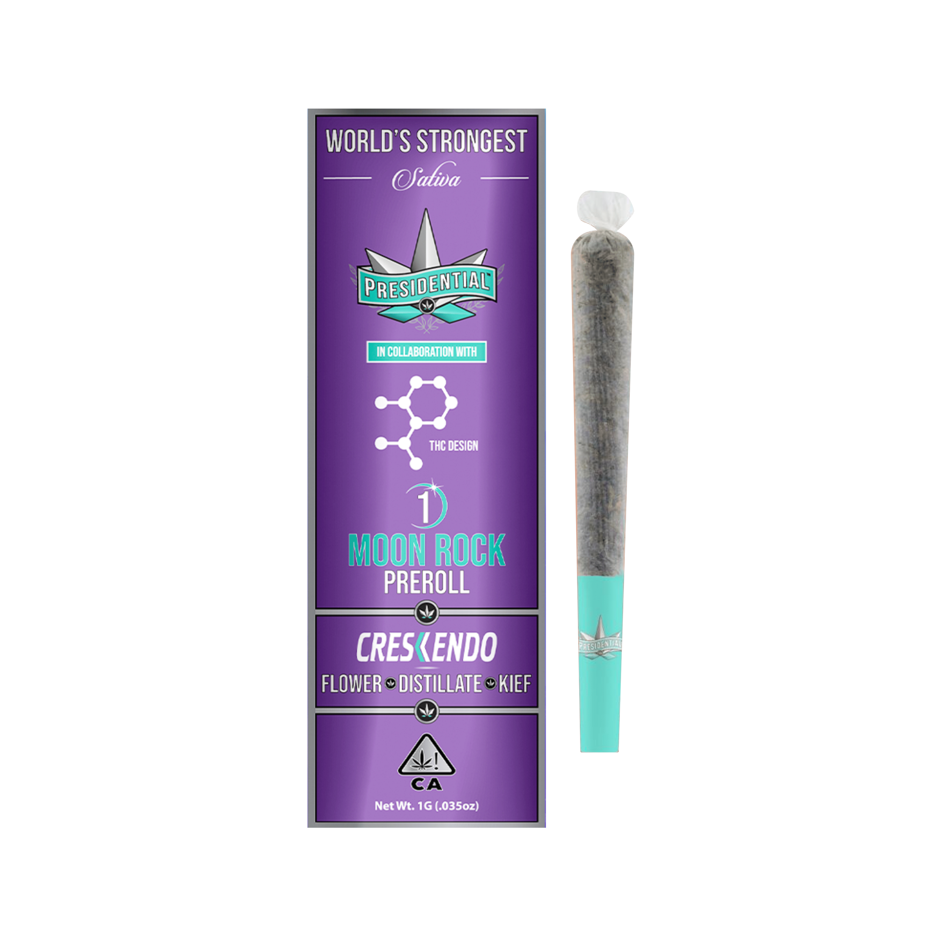 Crescendo Moon Rock Pre Roll - 1g - Presidential - - $16.50 - Infused Pre-Rolls