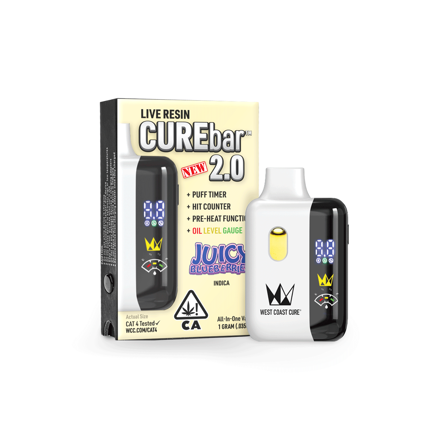 Juicy Blueberries - 1G AIO Live Resin CUREbar 2.0 - West Coast Cure -  - $37 - Vape Pens