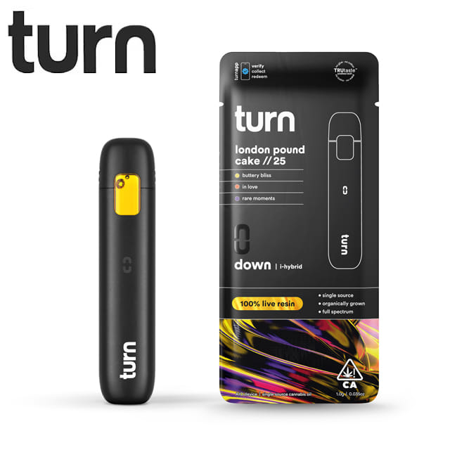 Turn AIO - London Pound Cake // 25 - Live Resin All In One Vape - 1g - Turn - LR AIO - $25.97 - Disposable Vape Pens (All In One)