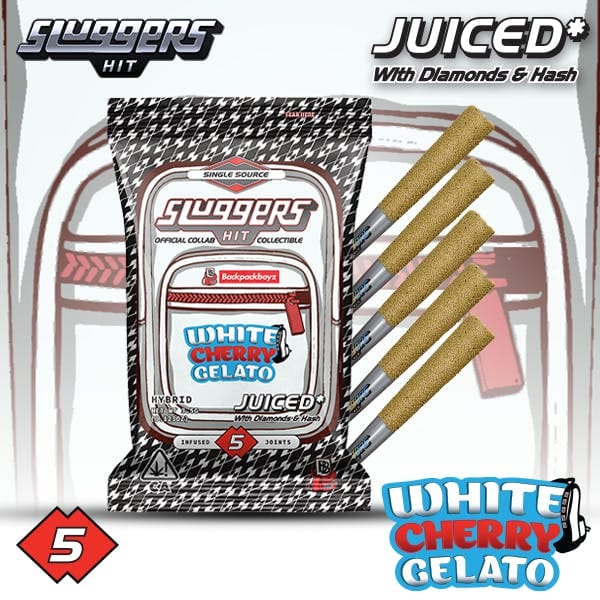 White Cherry Gelato Sluggers X Backpack Boyz Infused Pre-Rolls 0.7g-5pk - Sluggers Hit -  - $36.01 - Pre-Rolls
