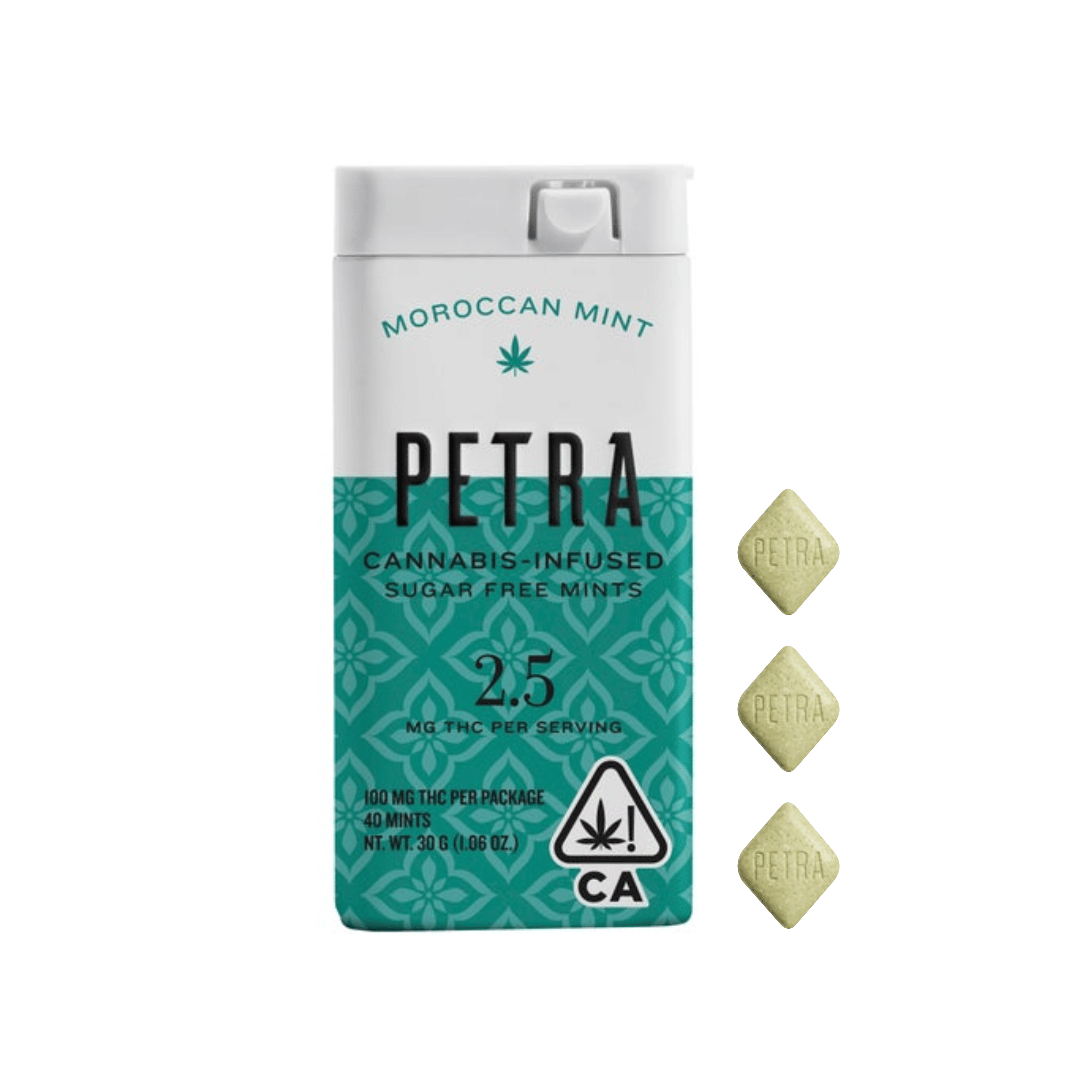 Petra Mints | Moroccan Mint (2.5g x 40) - 100MG - Petra Mints by Kiva -  - $18 - Edibles