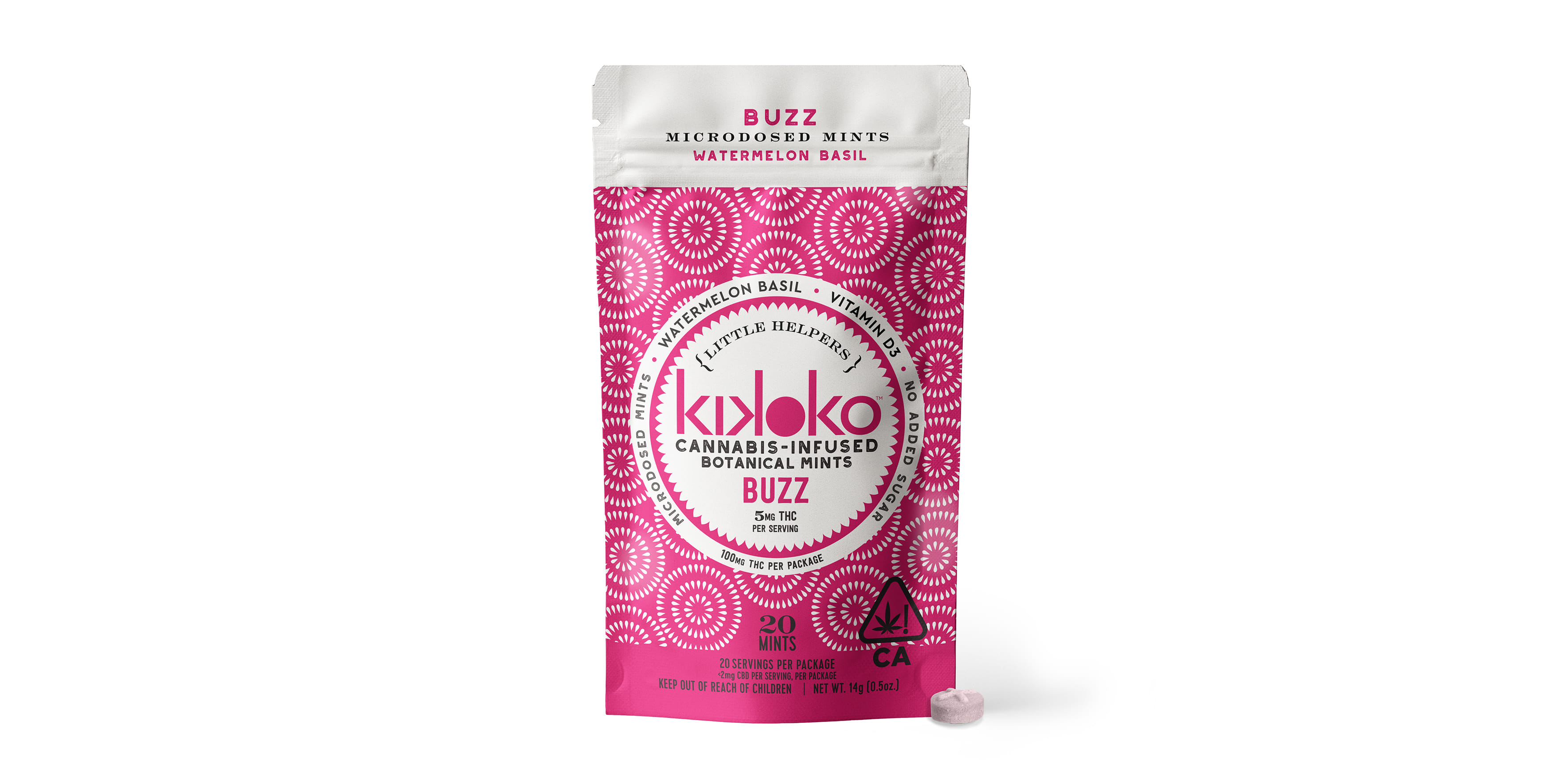 BUZZ Kikoko Watermelon Basil Mints 5mg THC - Kikoko -  - $22.50 - Edibles