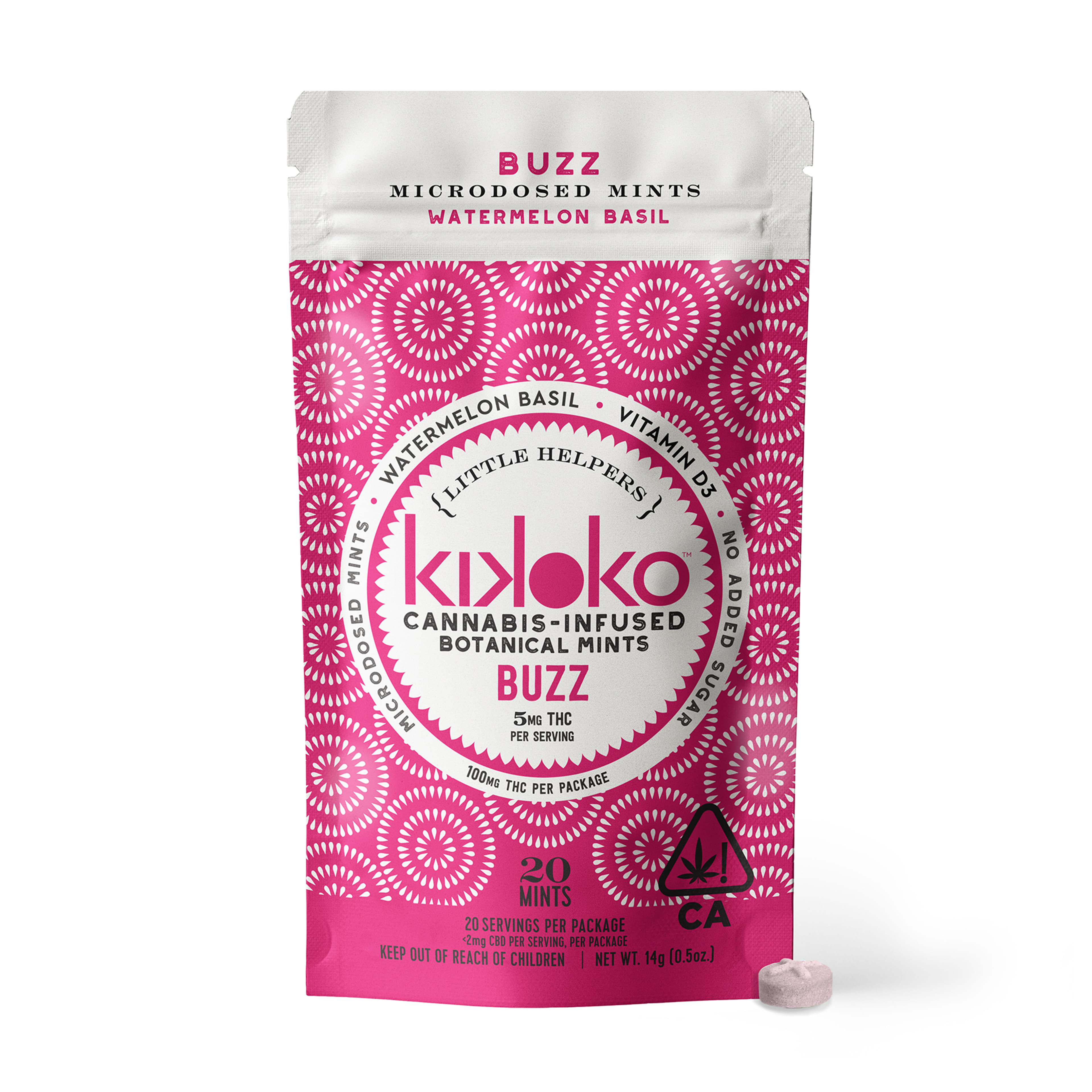 BUZZ Kikoko Watermelon Basil Mints 5mg THC - Kikoko - - $22.50 - Edibles