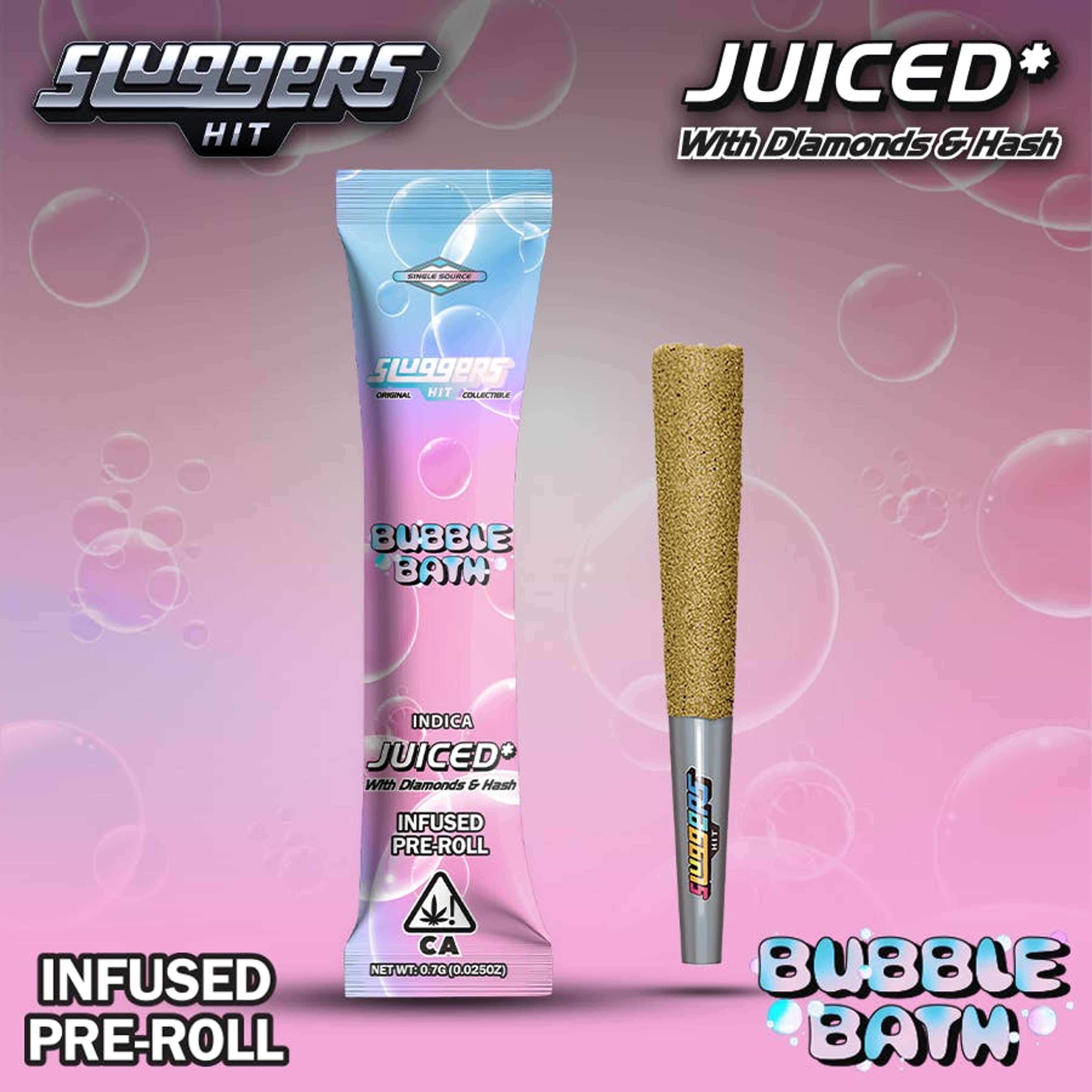 Sluggers: Bubble Bath Infused Pre Roll - .7g - Sluggers Hit - - $12 - Infused Pre-Rolls