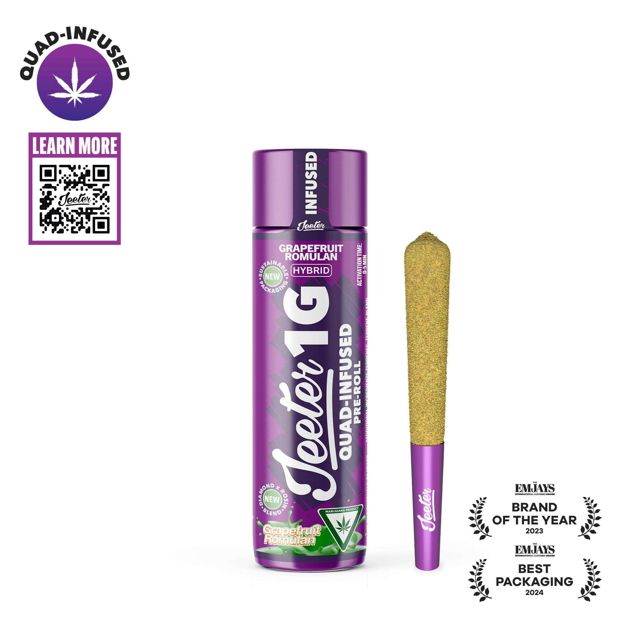 Jeeter Joint | Quad-Infused - Grapefruit Romulan - Jeeter -  - $22 - Infused Pre-Rolls