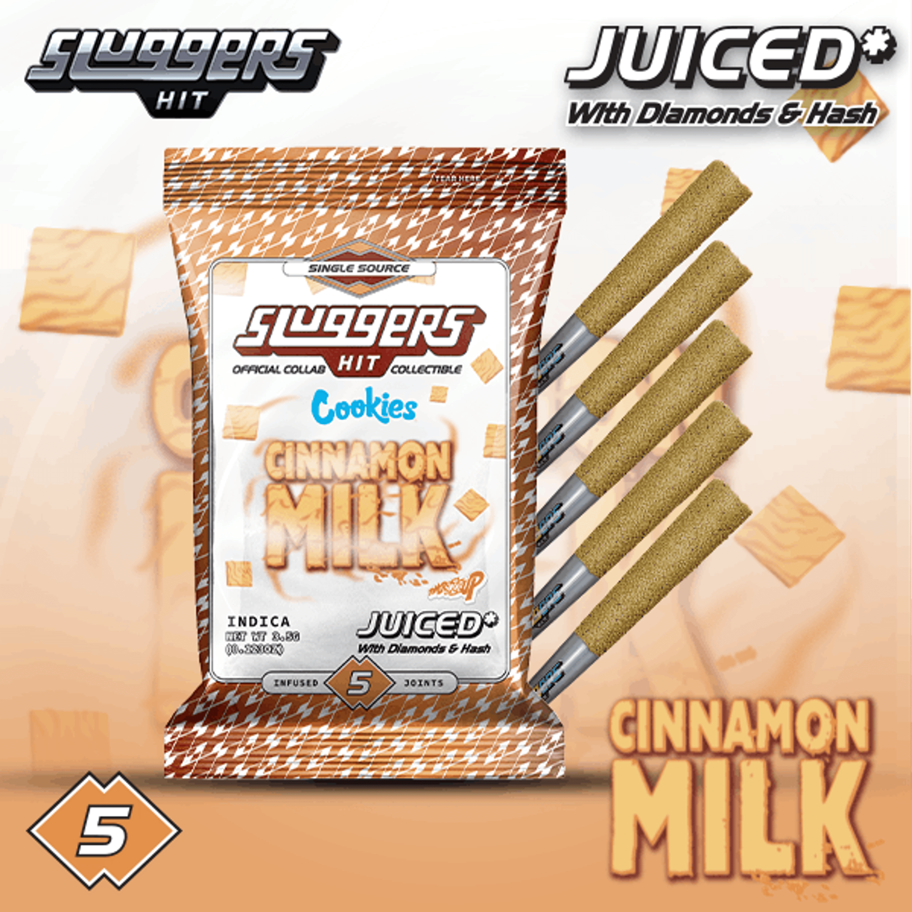 SLUGGERS - Cinnamon Milk (I) - 5 x 0.7g Infused Prerolls - 3.5g - Sluggers - 5pk PR - $50 - Prerolls