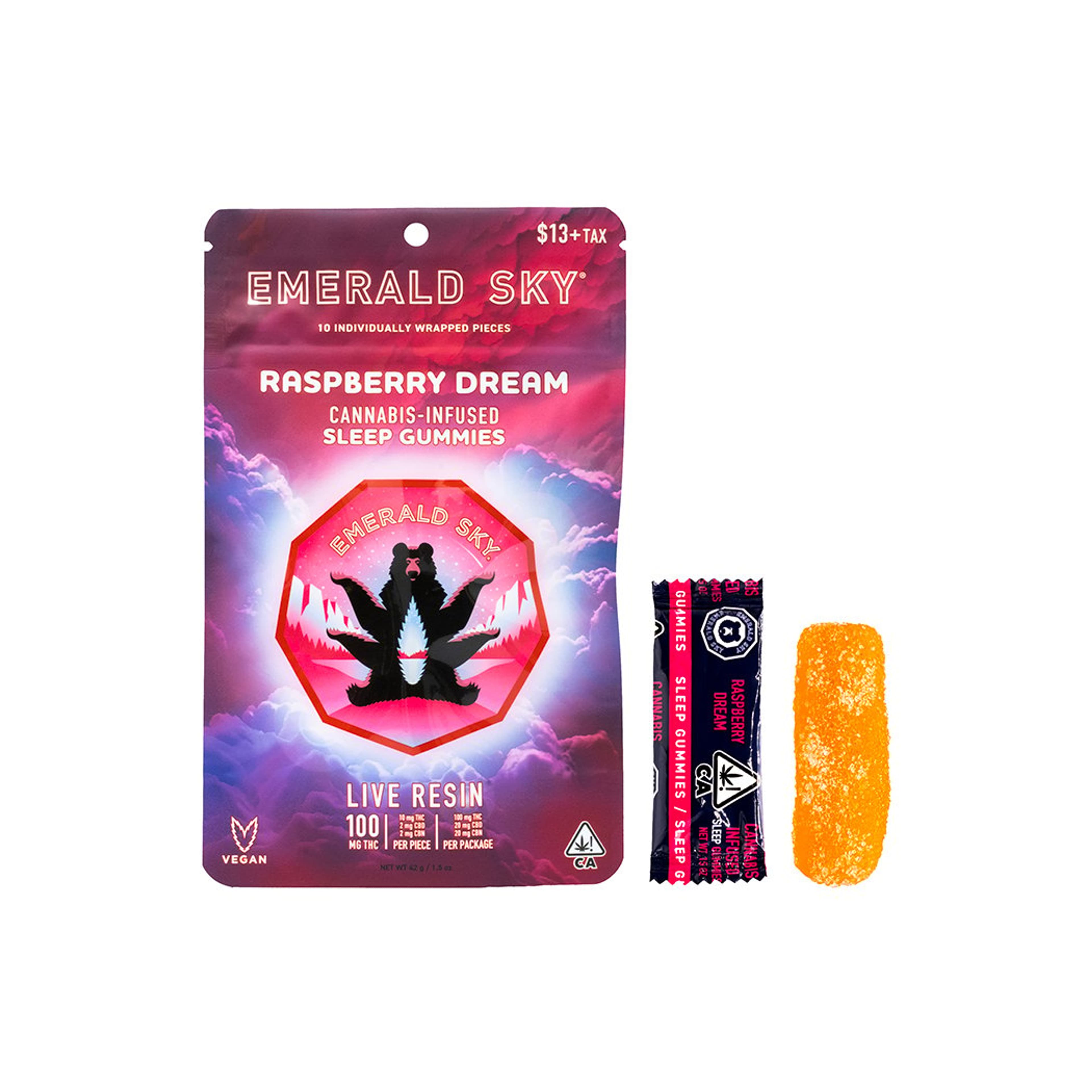 Raspberry Dream Live Resin - 10:2:2 THC/CBD/CBN - Emerald Sky - Gummy - Indica - $10 - Gummies