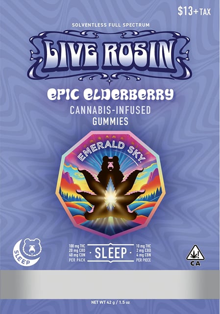 Epic Sleep Elderberry - THC+CBD+CBN Live Rosin Gummies - 100mg