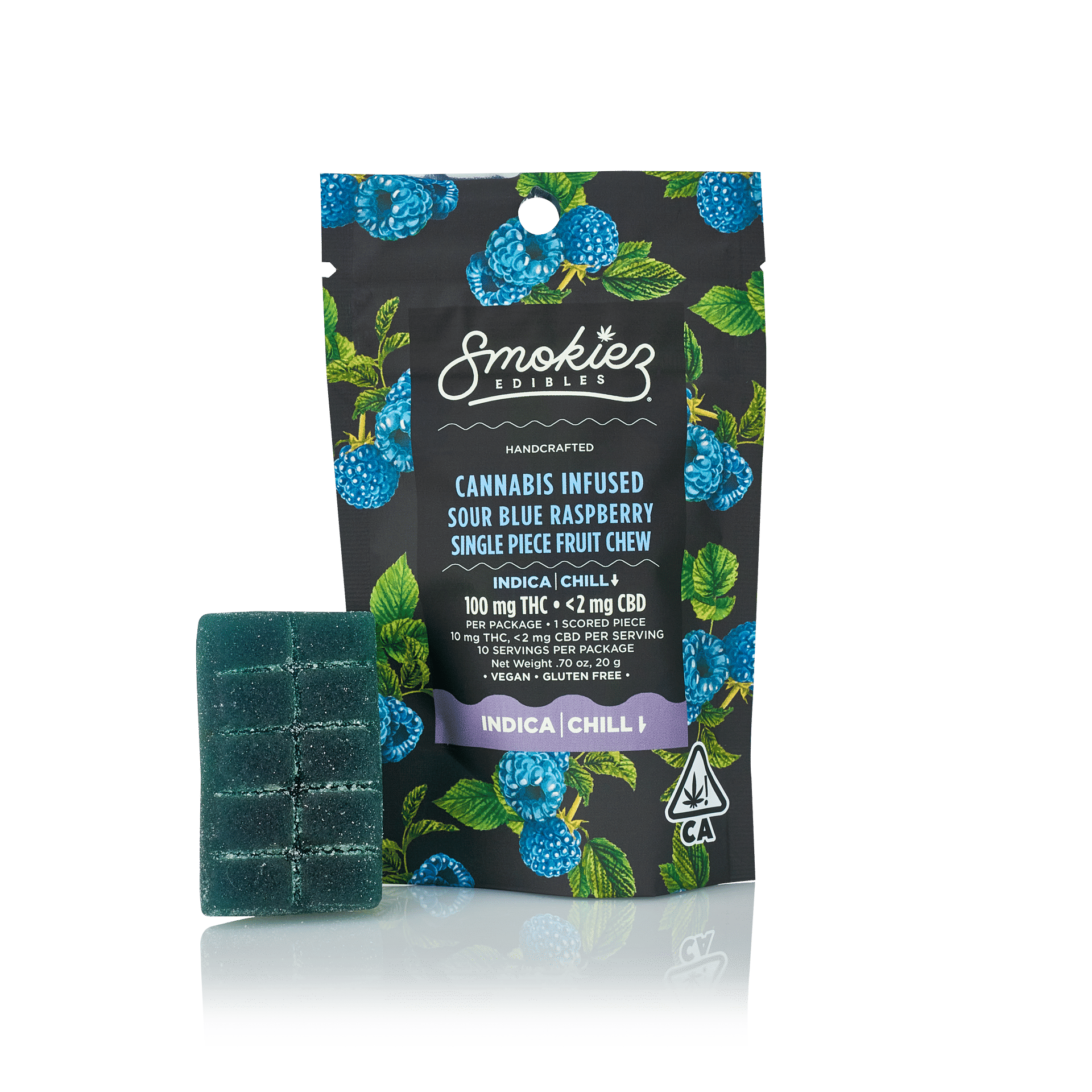 Smokiez: Sour Blue Raspberry - Single Scored Fruit Chews