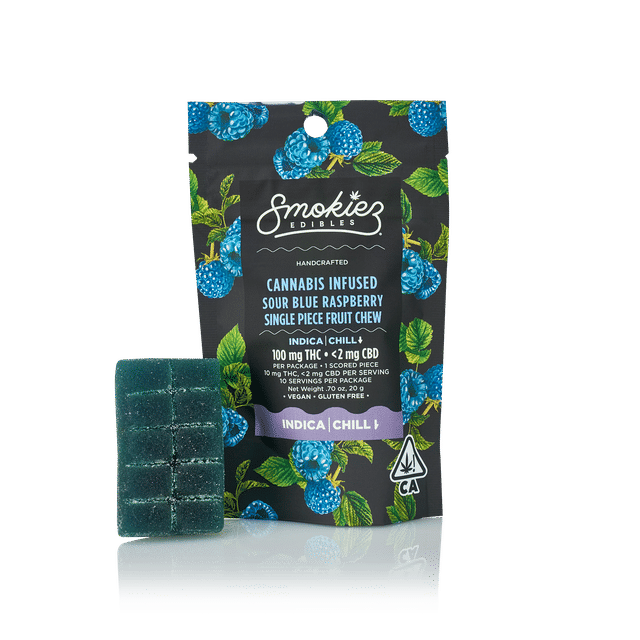Smokiez: Sour Blue Raspberry - Single Scored Fruit Chews