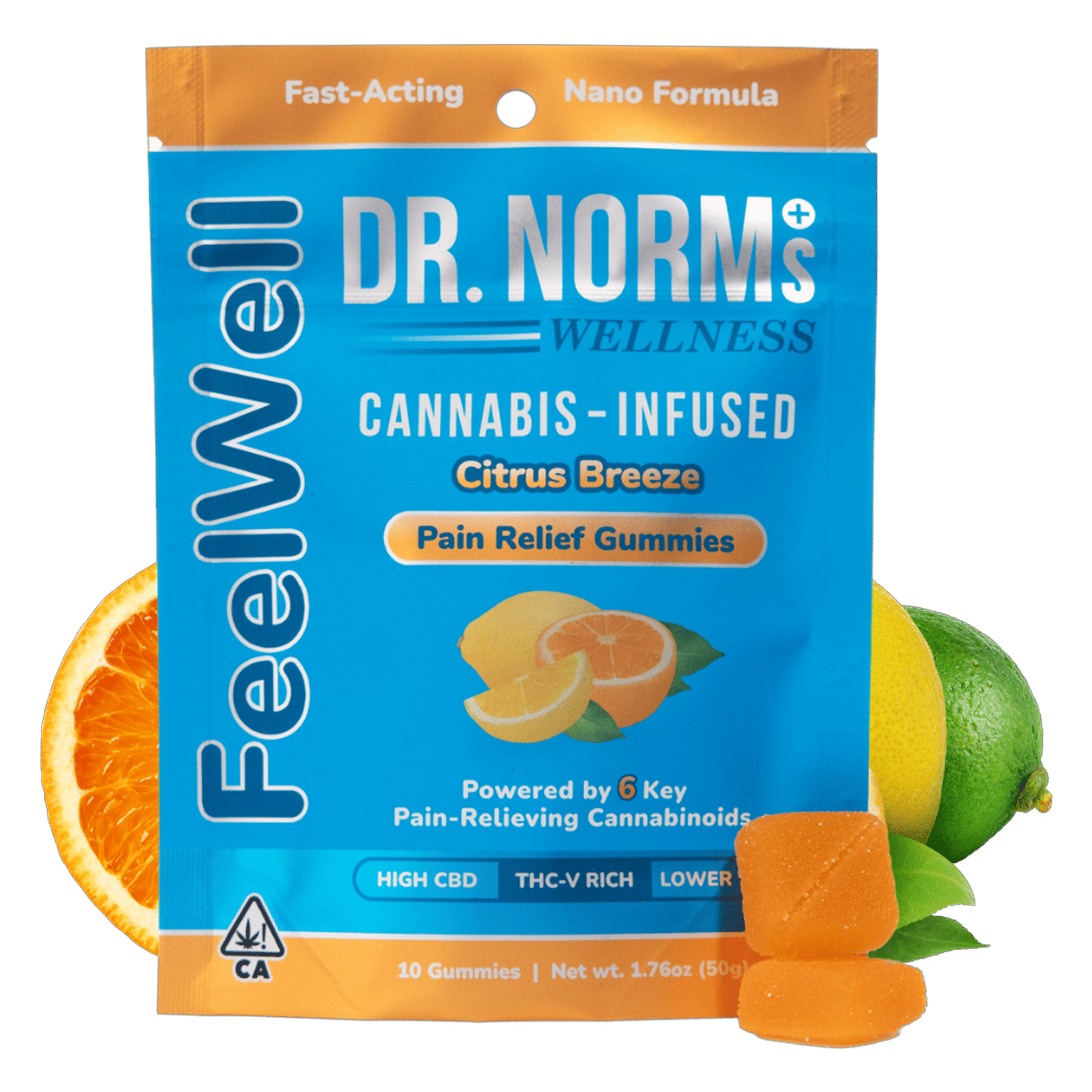 FeelWell Citrus Breeze Pain Relief Gummies - Dr. Norm's - 10 Gummies - $19.99 - Edibles