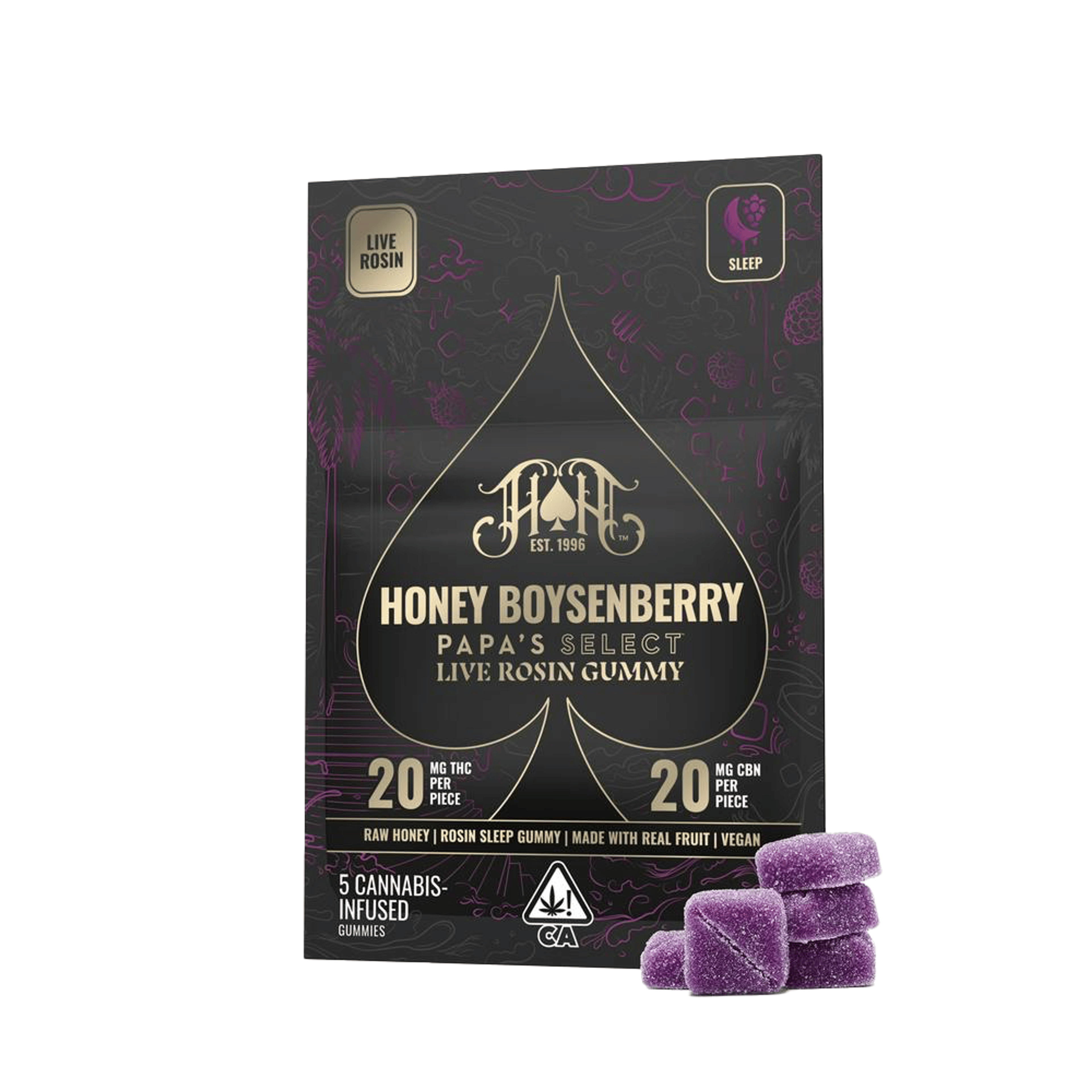 Honey Boysenberry Live Rosin Gummies (100Mg) (5Pk) - Heavy Hitters - null - $22 - Edible