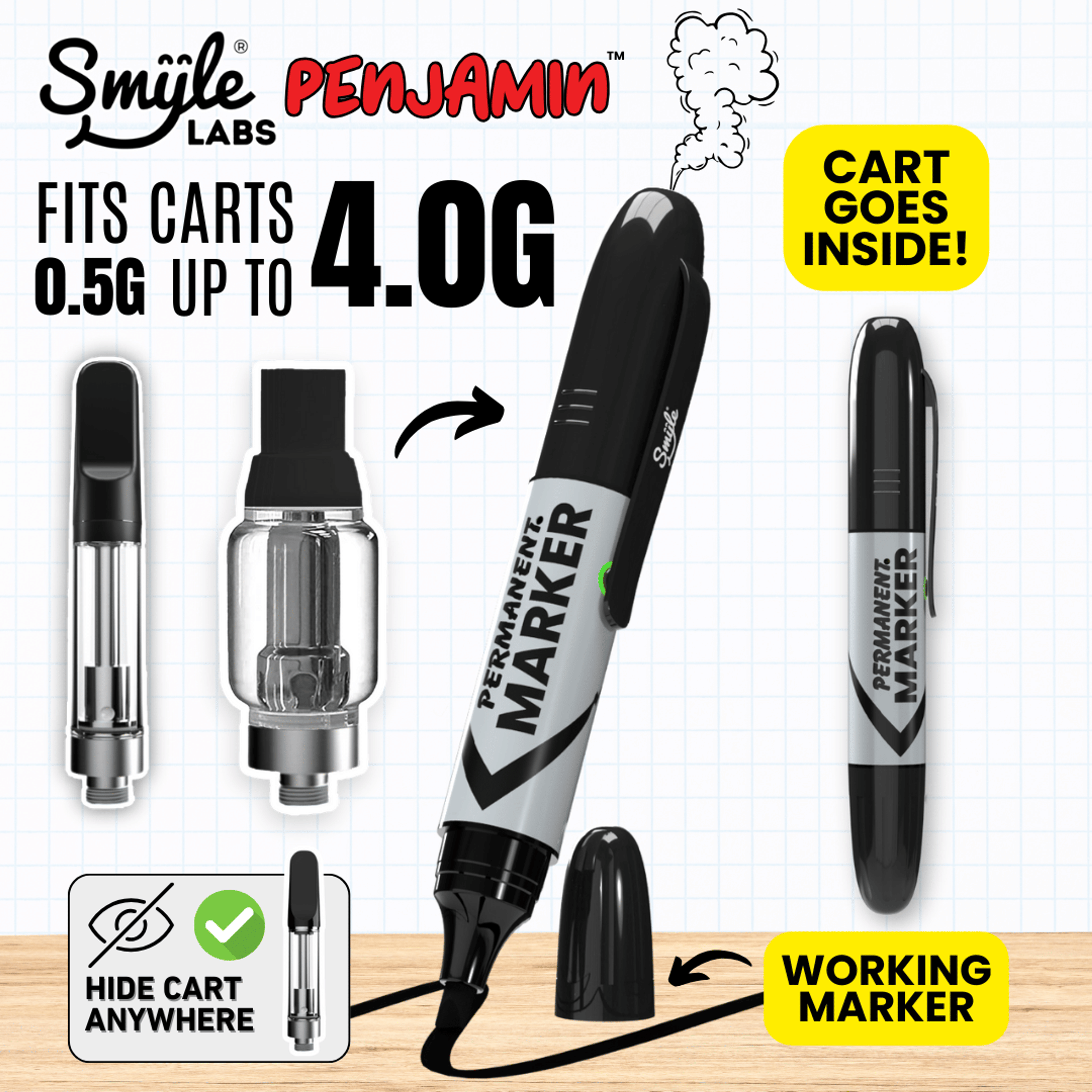 Permanent Marker Penjamin Cart Battery - Smyle™ - - $29.99 - Vape Batteries