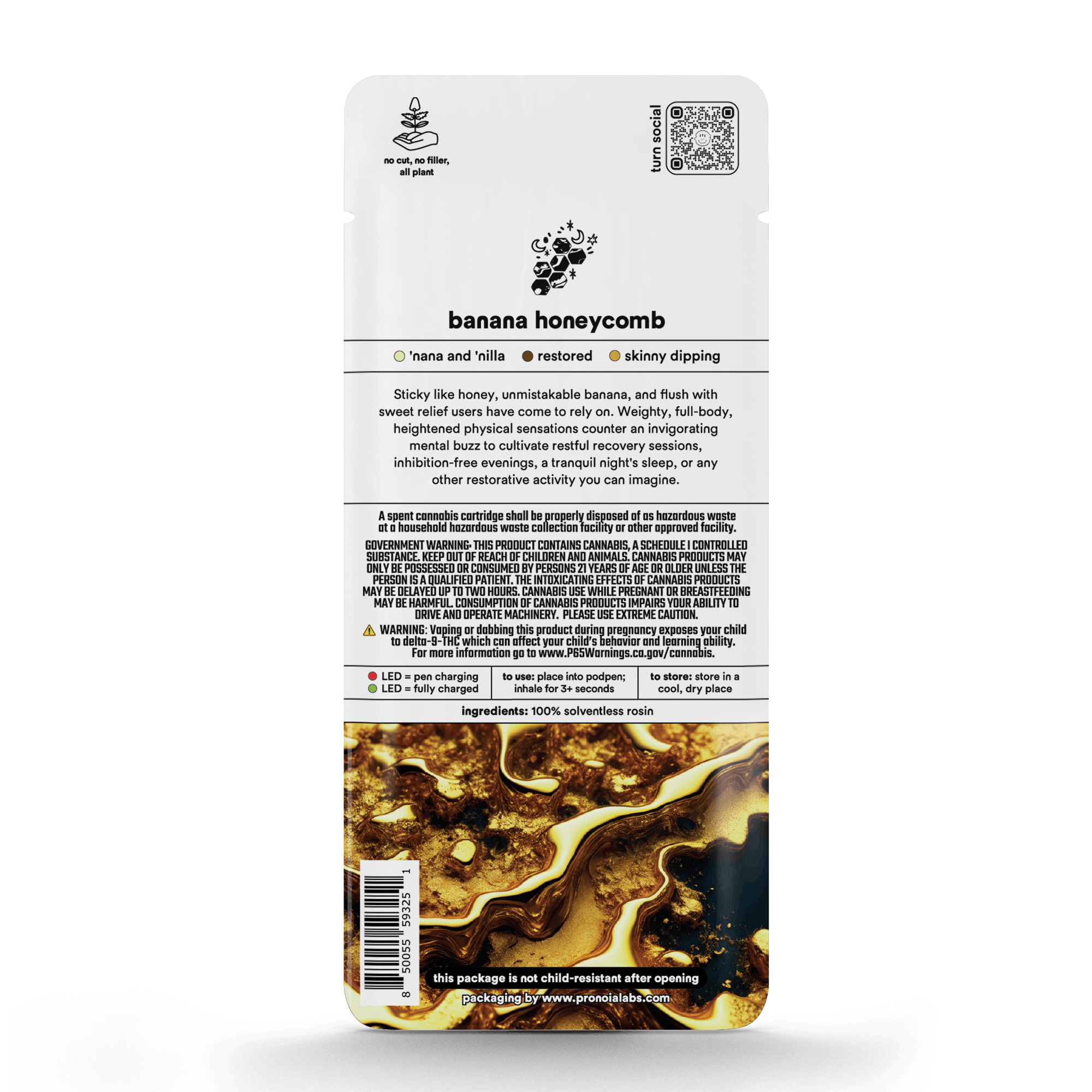 Banana Honeycomb .5g Solventless Pod - turn -  - $35 - Vape Pod