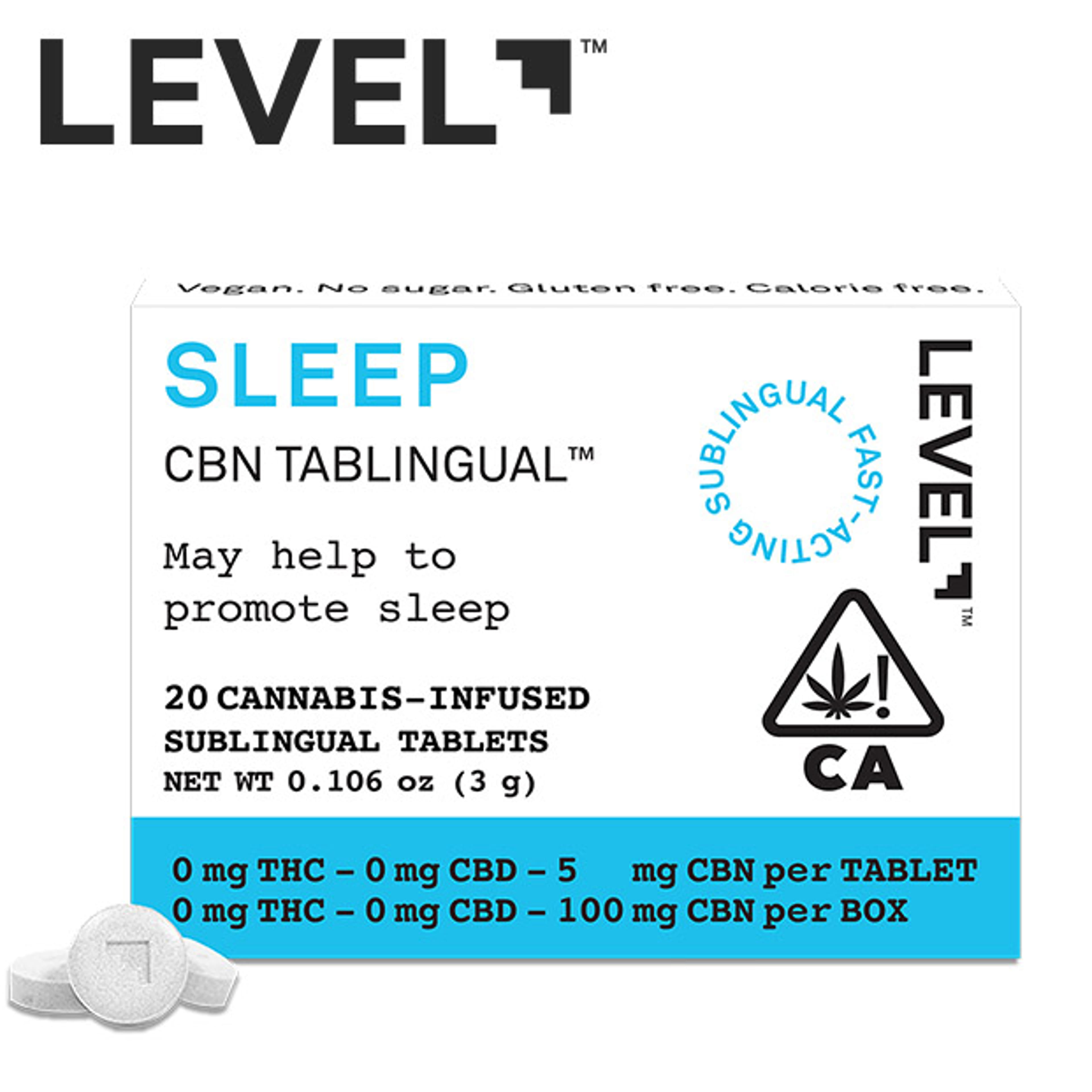 Level - Sleep - CBN Tablingual - 20 Tablets - Level - - $18.99 - Edibles