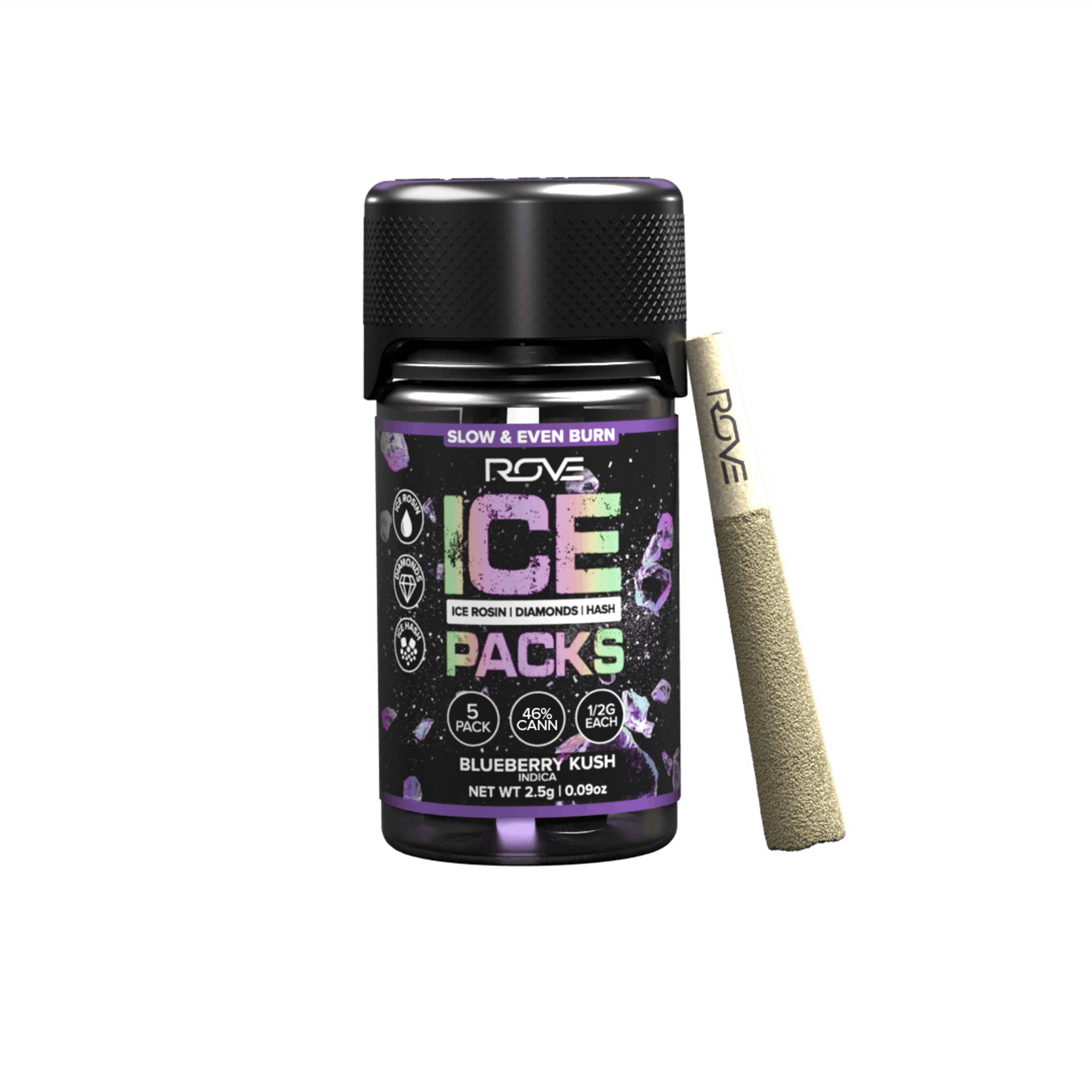 Blueberry Kush | Ice Packs Rosin, Diamond, Hash Infused | 5pk - ROVE - Blueberry Ice Packs Rove - $30 - Flowers