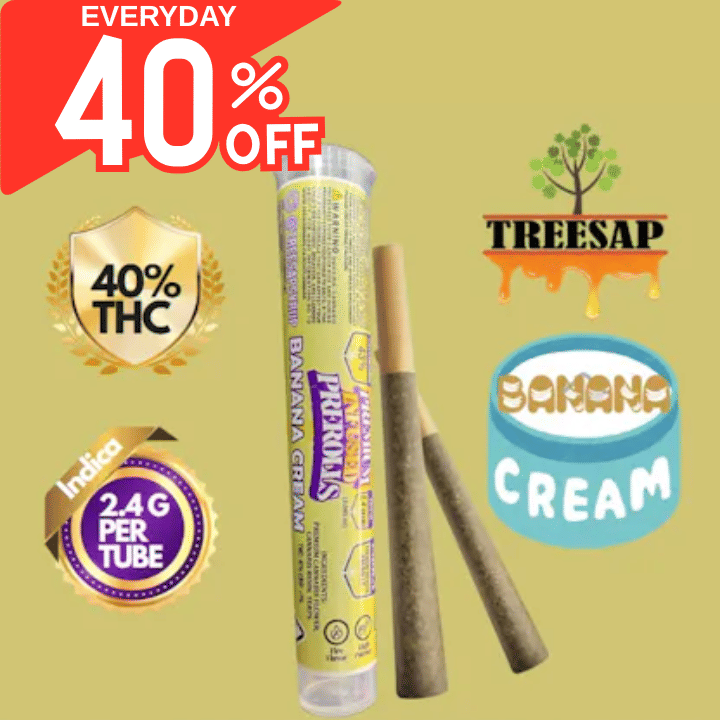 Treesap | 1.2gx2pk - Banana Cream- Infused Pre-Rolls - Treesap -  - $14.75 - Pre-Rolls