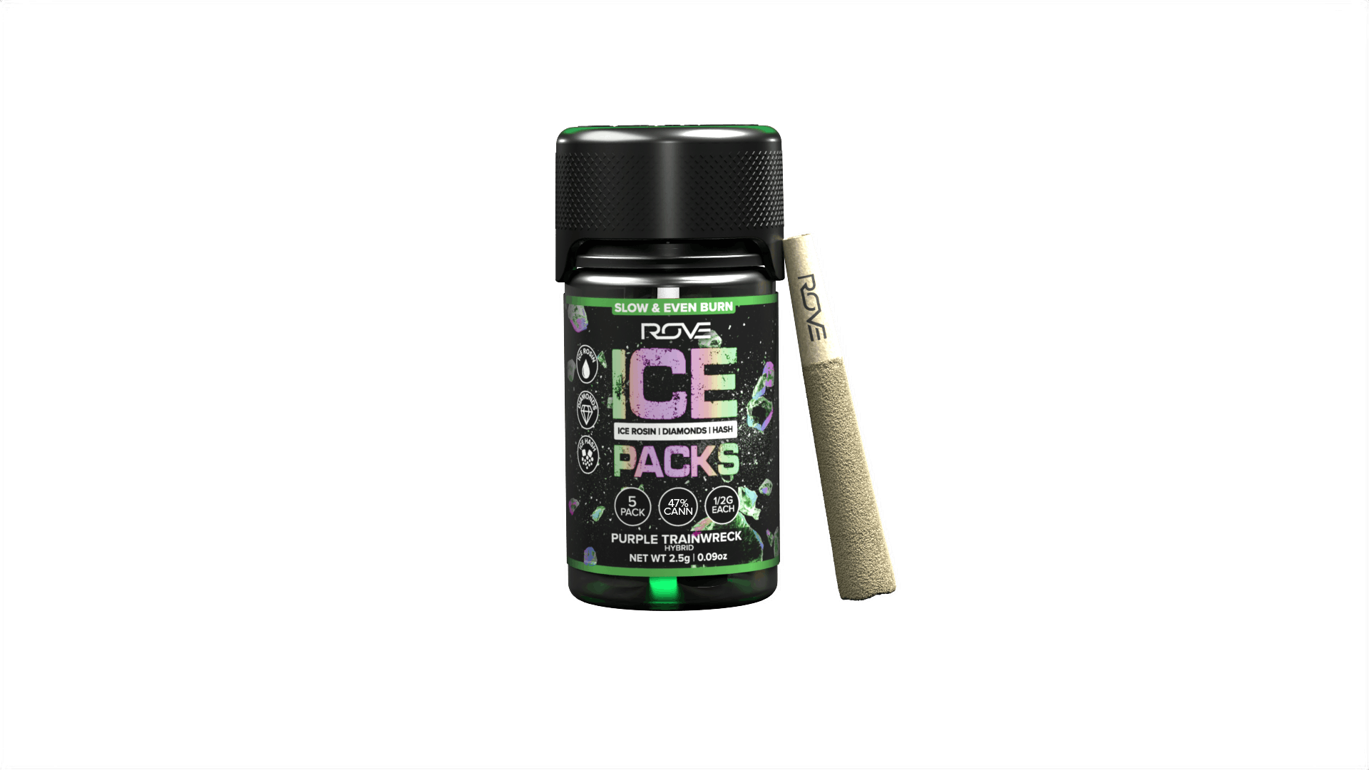 Purple Trainwreck | Ice Packs Rosin, Diamond, Hash Infused | 5pk - ROVE - Purple Trainwreck Ice Packs Rove - $30 - Infused Pre-Rolls