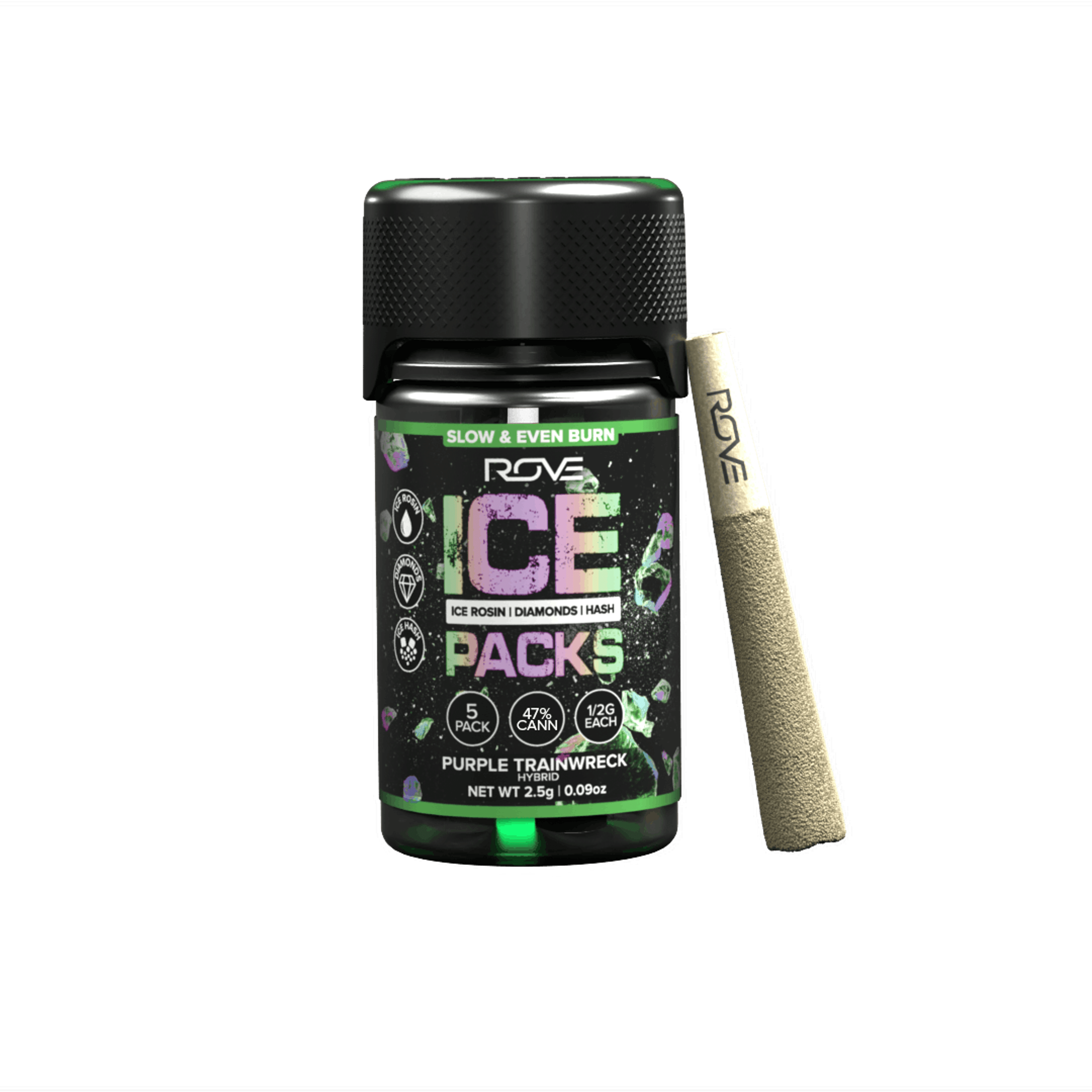 Purple Trainwreck | Ice Packs Rosin, Diamond, Hash Infused | 5pk - ROVE - Purple Trainwreck Ice Packs Rove - $30 - Infused Pre-Rolls