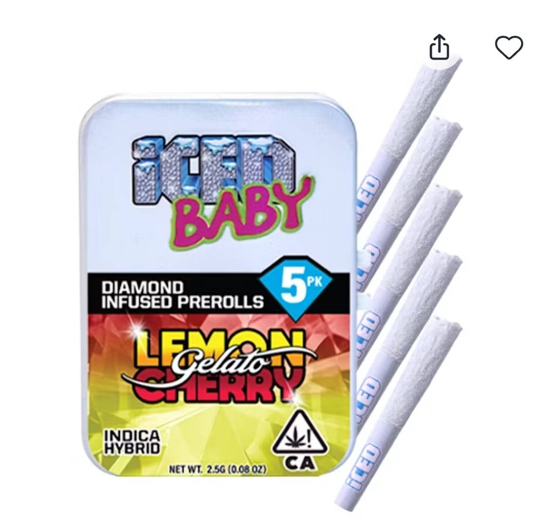 ICED - Diamond Infused Preroll - 0.5g 5pk - Lemon Cherry Gelato -  - $50 - Pre-Rolls