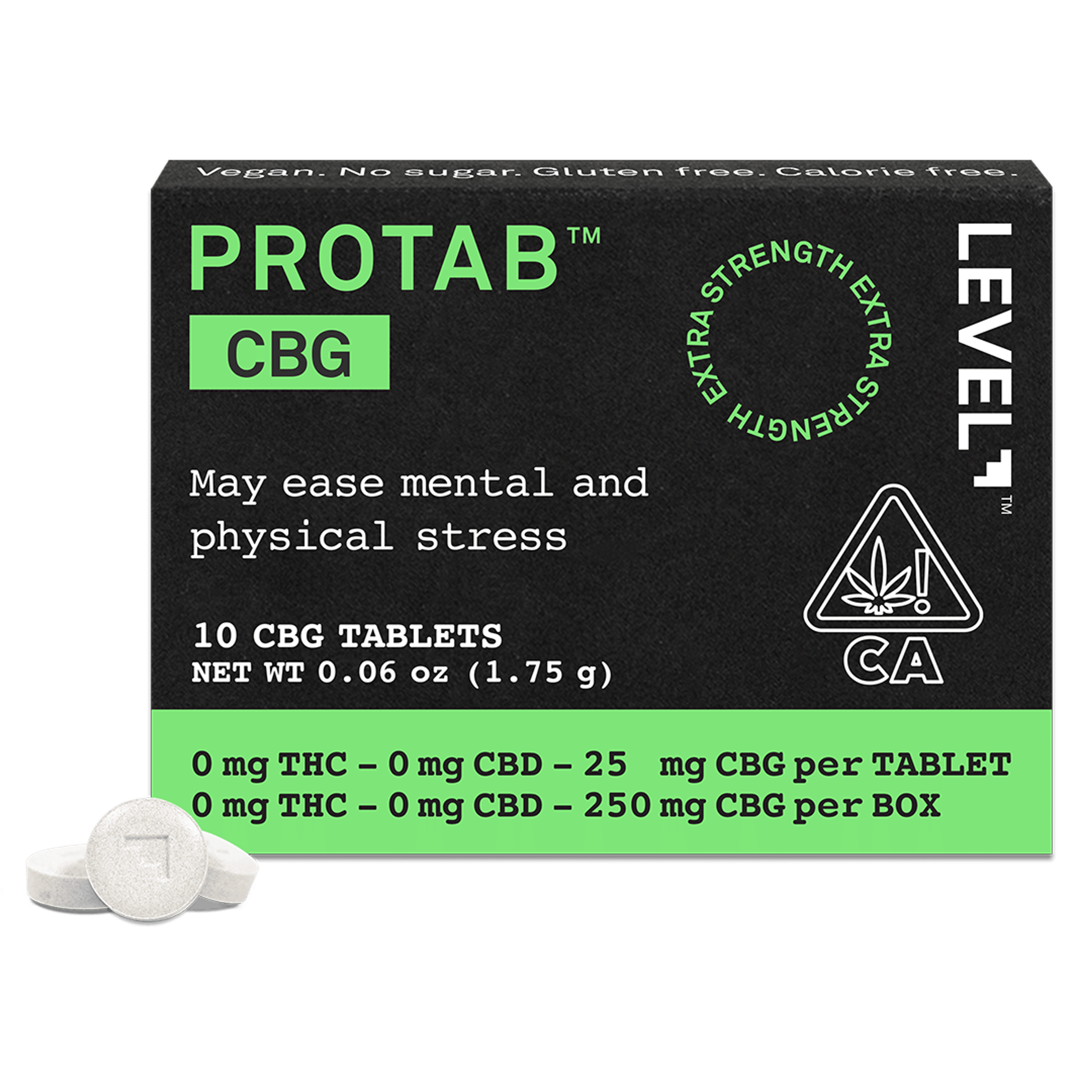 Protab: CBG 250mg - - Level - - $32 - Capsules/Tablets