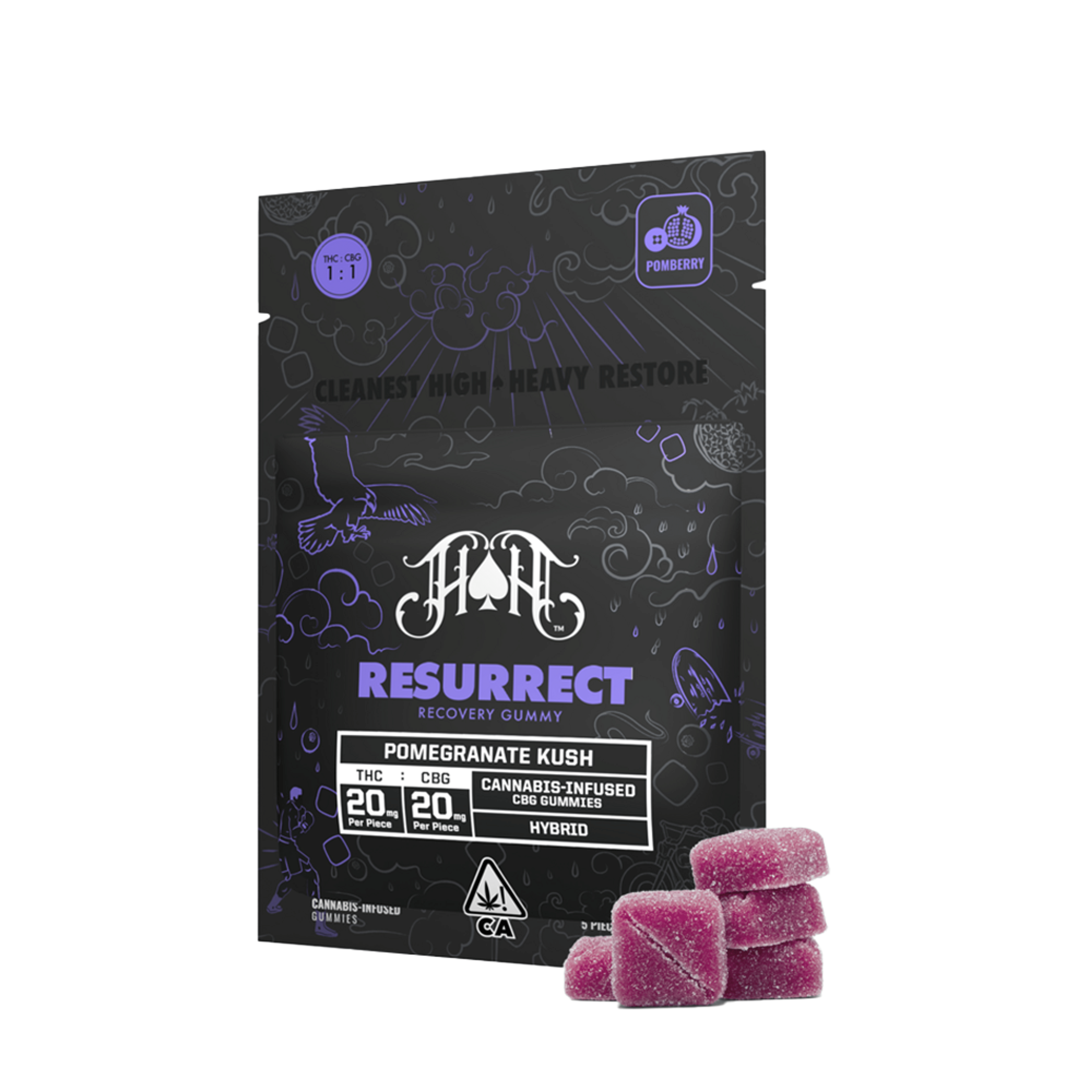 Pomegranate Kush - Resurrect Recovery Cbg Gummies (100Mg) (5Pk) - Heavy Hitters - null - $20 - Edible