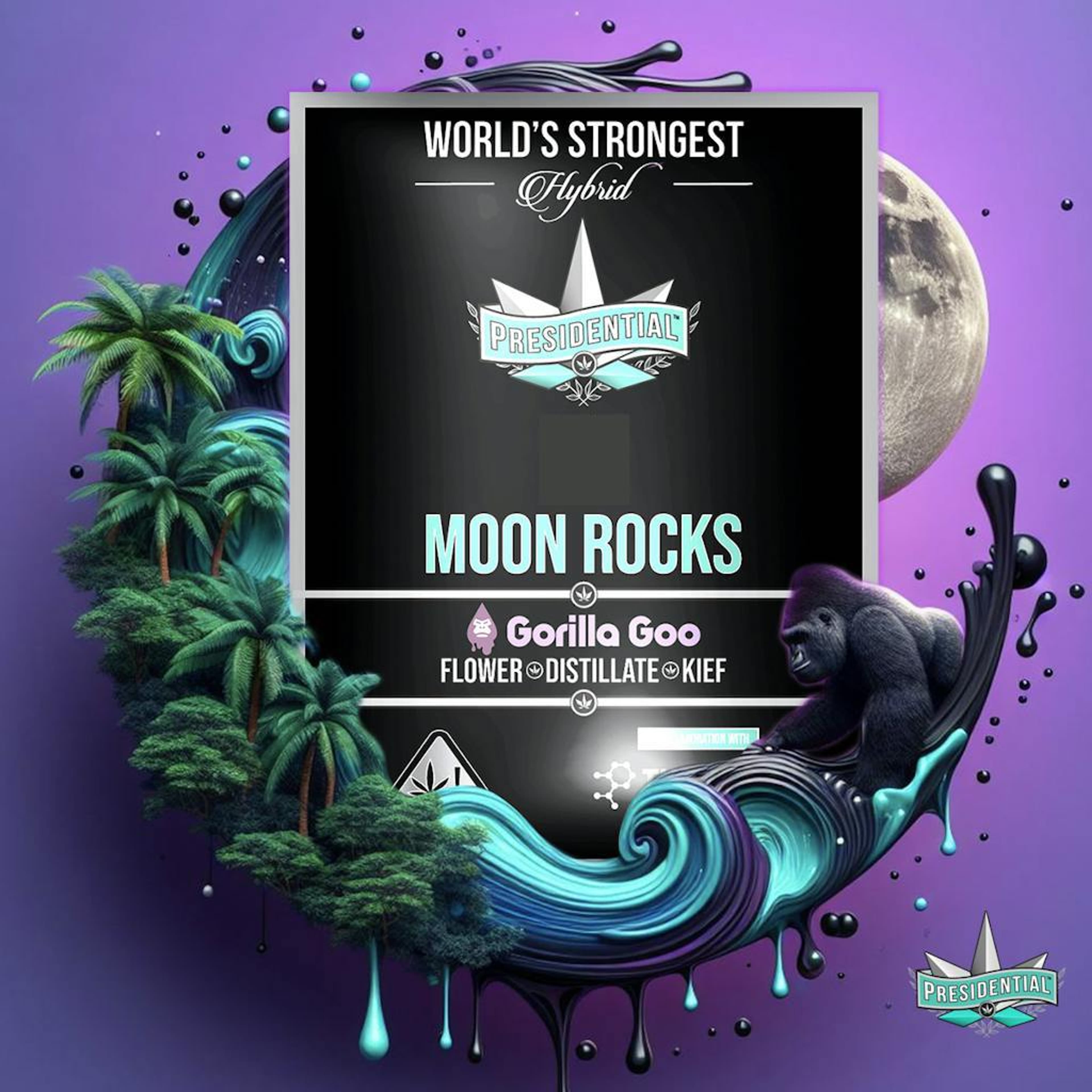 Gorilla Goo - .7g Moon Rock Blunts(3pk) - Presidential - Blunt Pack - Hybrid - $28 - Infused Blunt Pack