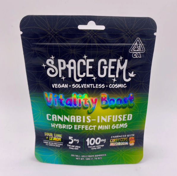 Vitality Boost Sour Lime + Lemon Cordyceps Mushroom Enhanced Gummies - Space Gems -  - $18 - Edible