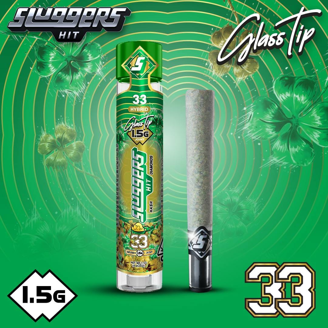 Sluggers: 33 Hybrid Infused Glass Tip Pre-Rolls - 1.5g - Sluggers Hit -  - $20 - Infused Pre-Rolls